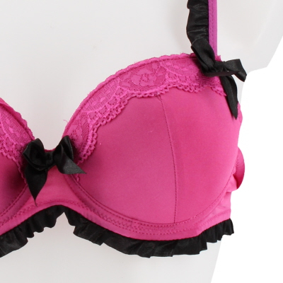 Soutien gorge rose et noir dentelle avec armatures - femme - Carla cariatti - taille 95B - Photo 2
