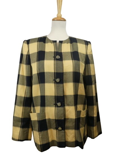 Atrium Made Philippines Blazer veste vintage carreaux jaune pastel vert - Taille 44 - Photo 0