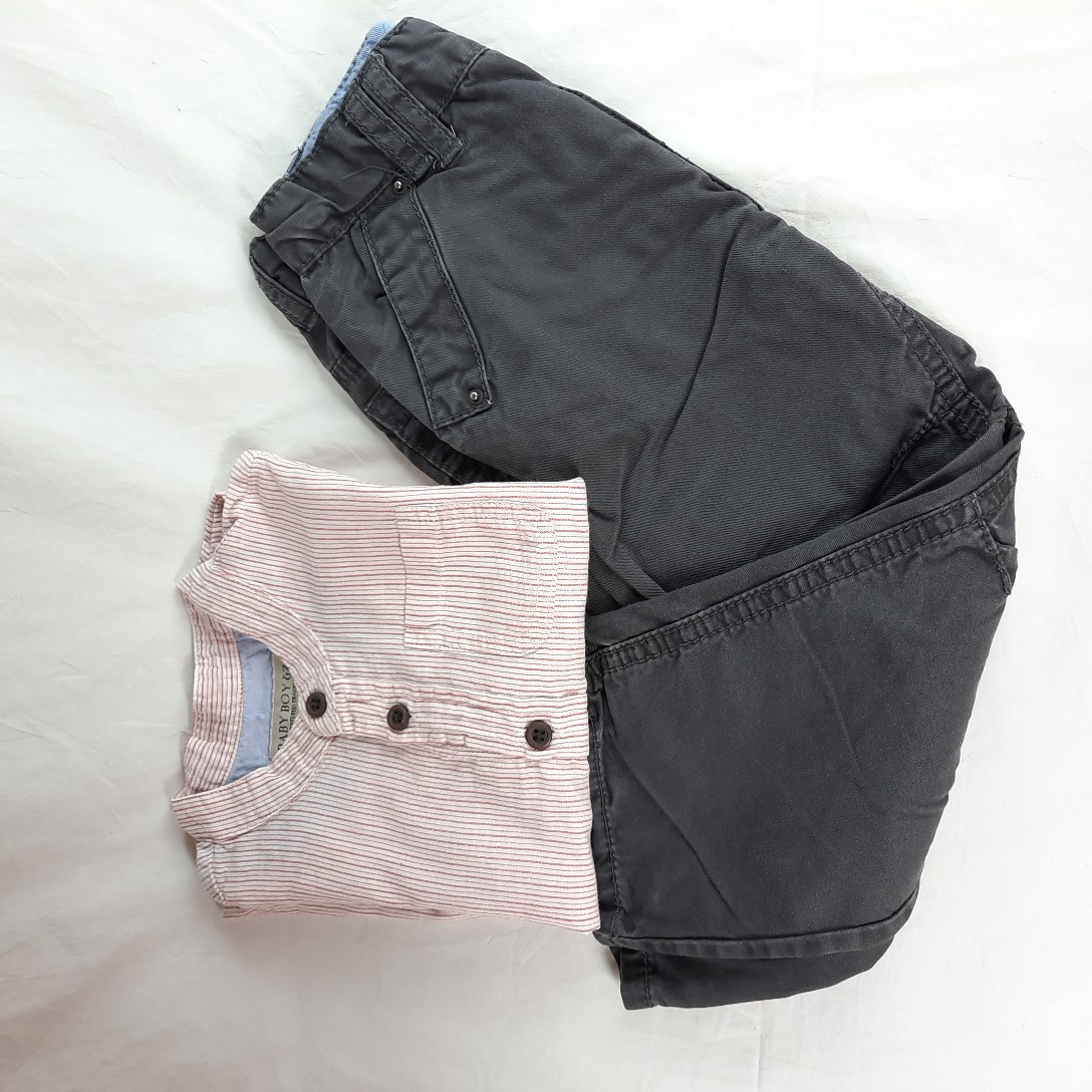 Ensemble 12/18 mois pantalon OBAIBI et chemise BABY BOY ZA  Très bon état - Vue 2 - 