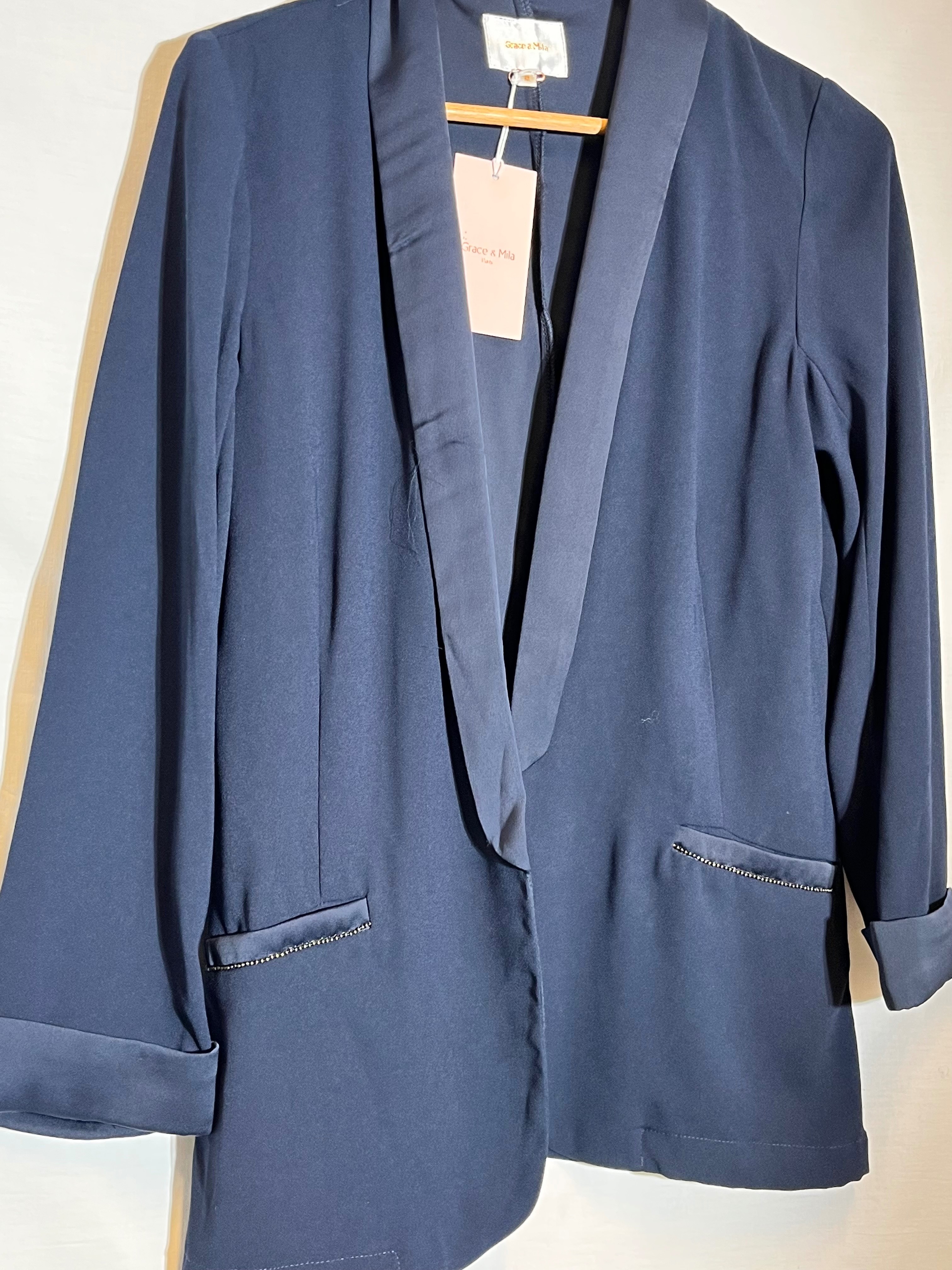 Veste smocking Neuve Grace & Mila TM- Marine- fluide - Photo 8