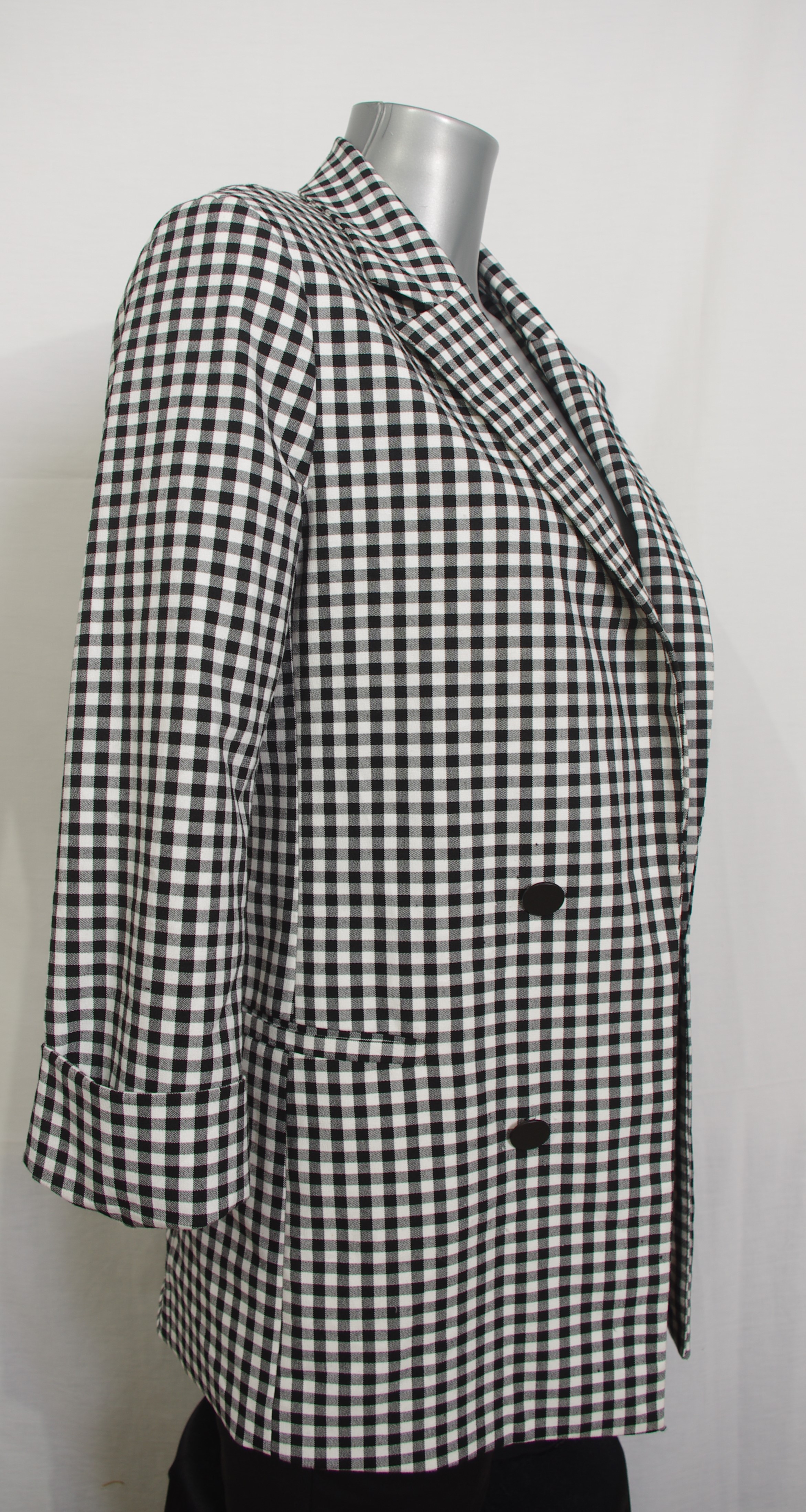 Veste Bershka- M - vichy noir&blanc longue col tailleur - Photo 1
