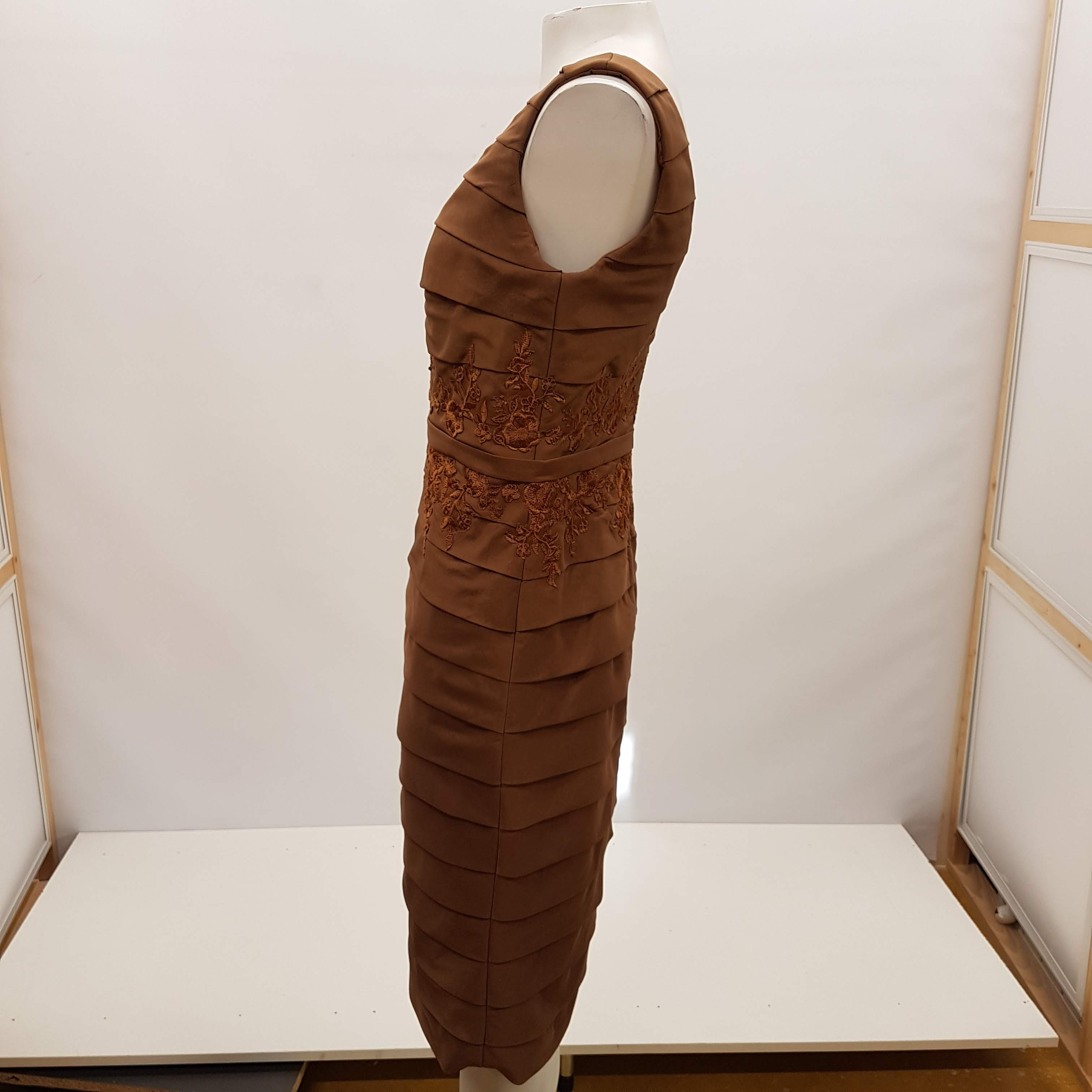 Robe de fête marron style taffetas - IZIDRESS - Taille XS - Photo 3