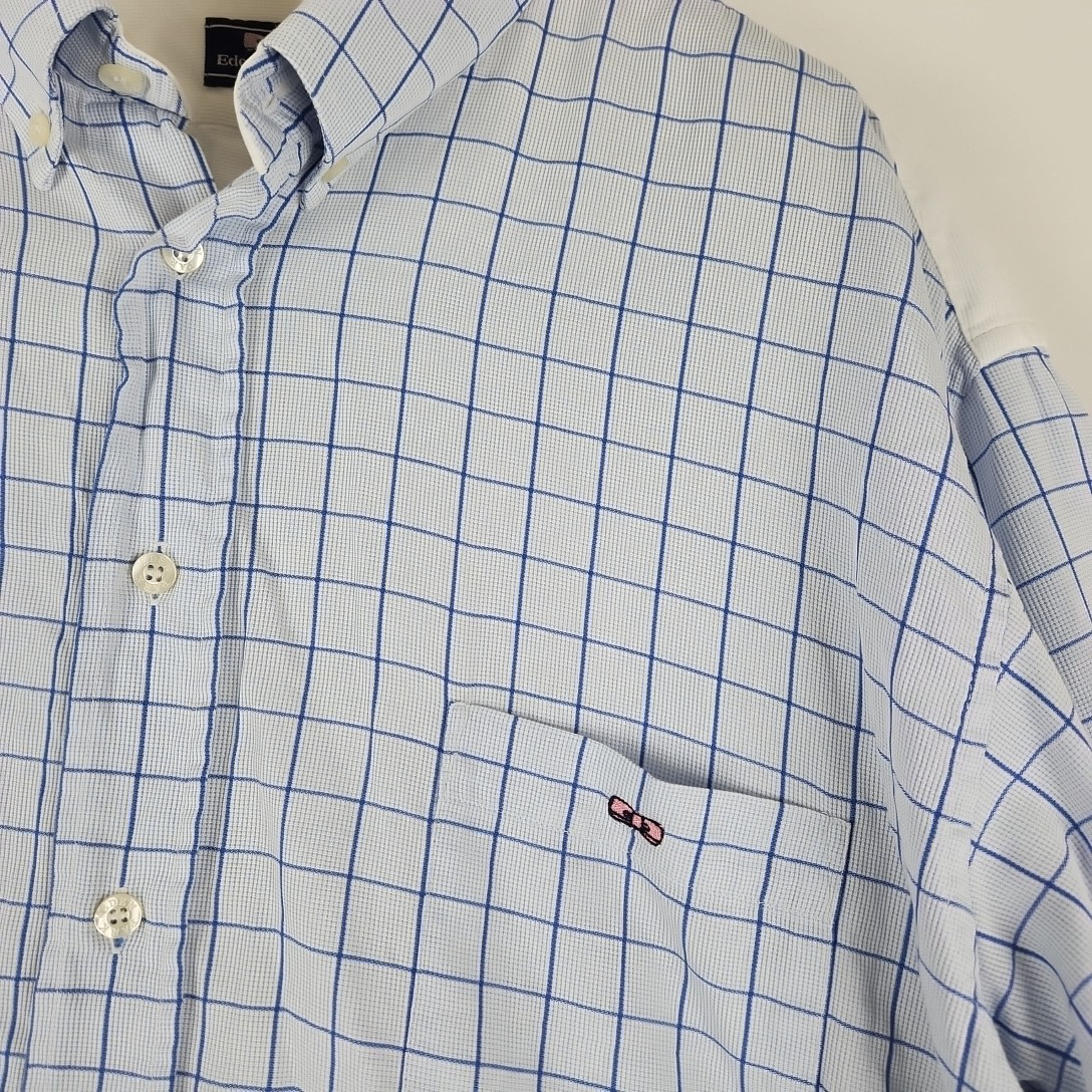 Eden Park – chemise blanche, bleue à carreaux en coton - Taille XXL mesures Carrure Poitrine 58 cm Longueur= 82 cm Très bon état - Vue 4 - 