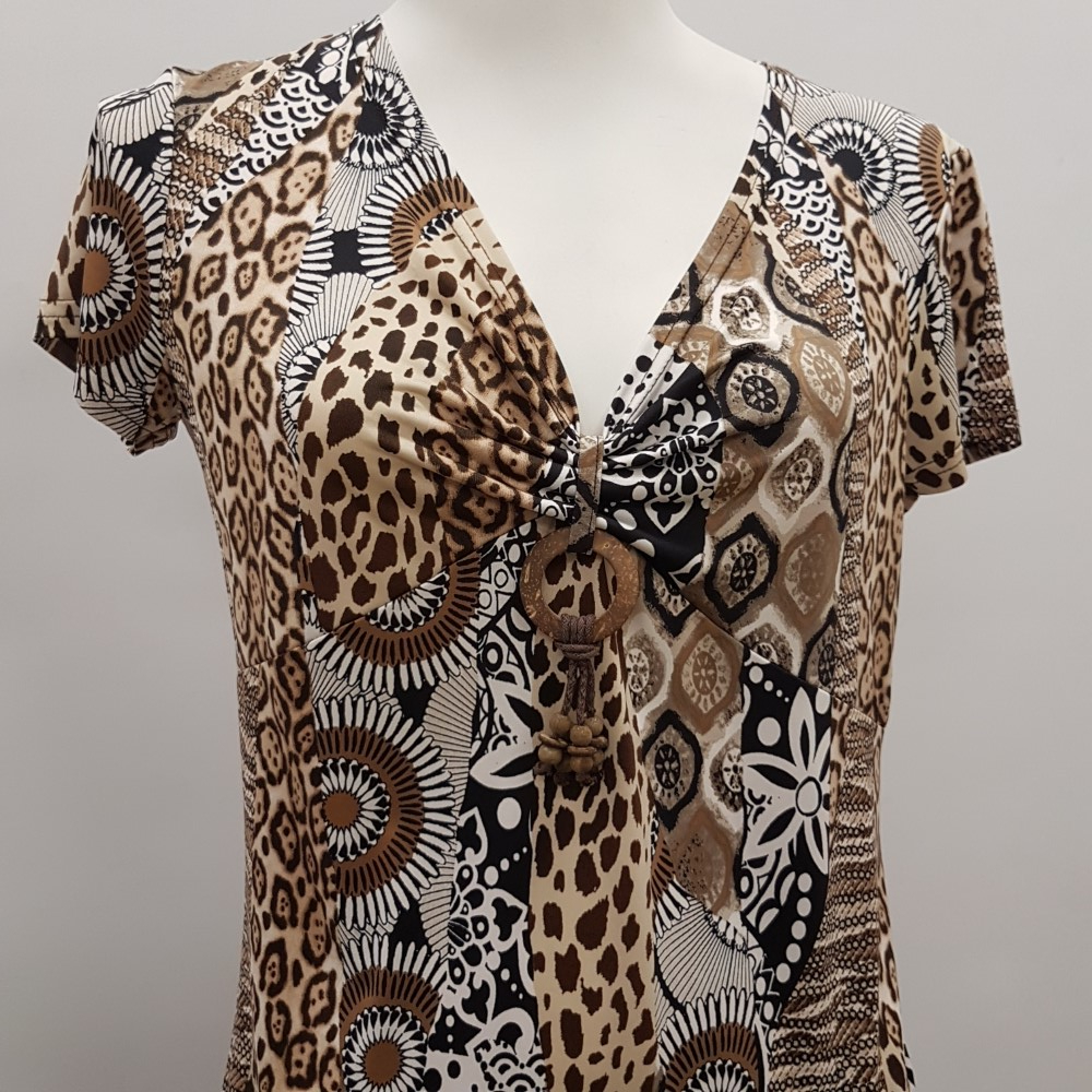 Top marron imprimé ethnique et animal - ARMAND THIERY - taille 2 - Photo 4