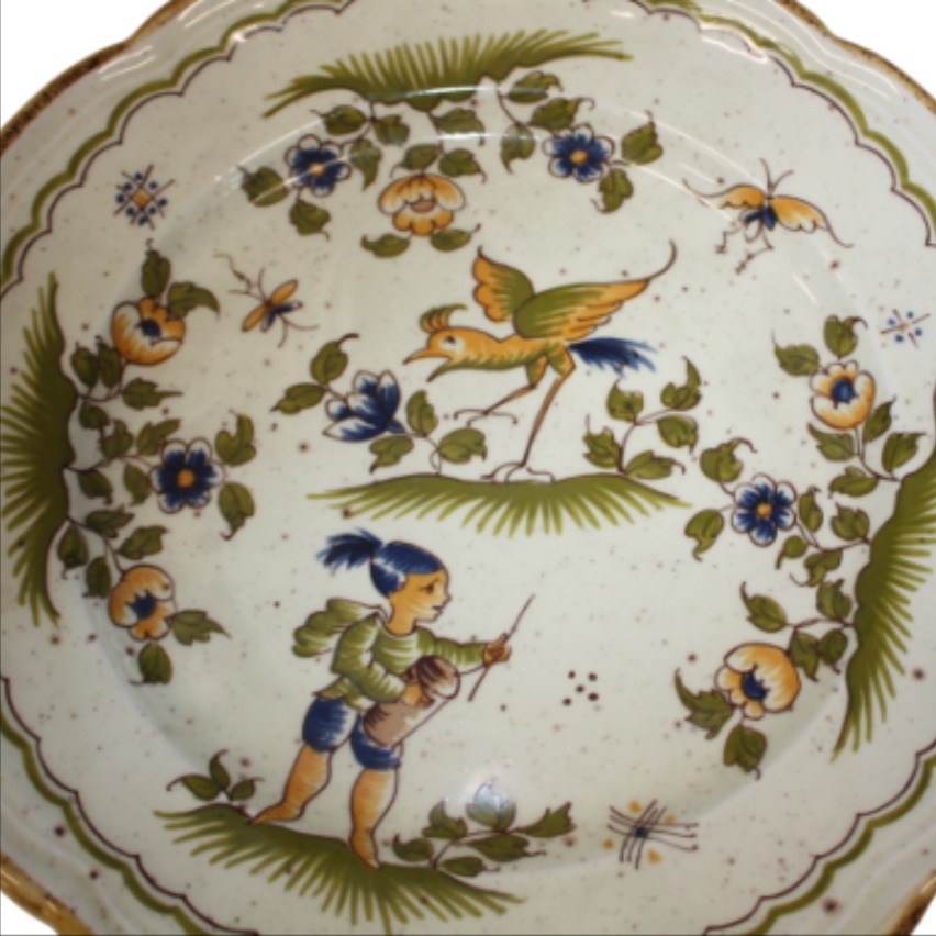 Assiettes décoratives reproduction "Vieux Moustiers 18ème siècle" Bon état - Vue 2 - 