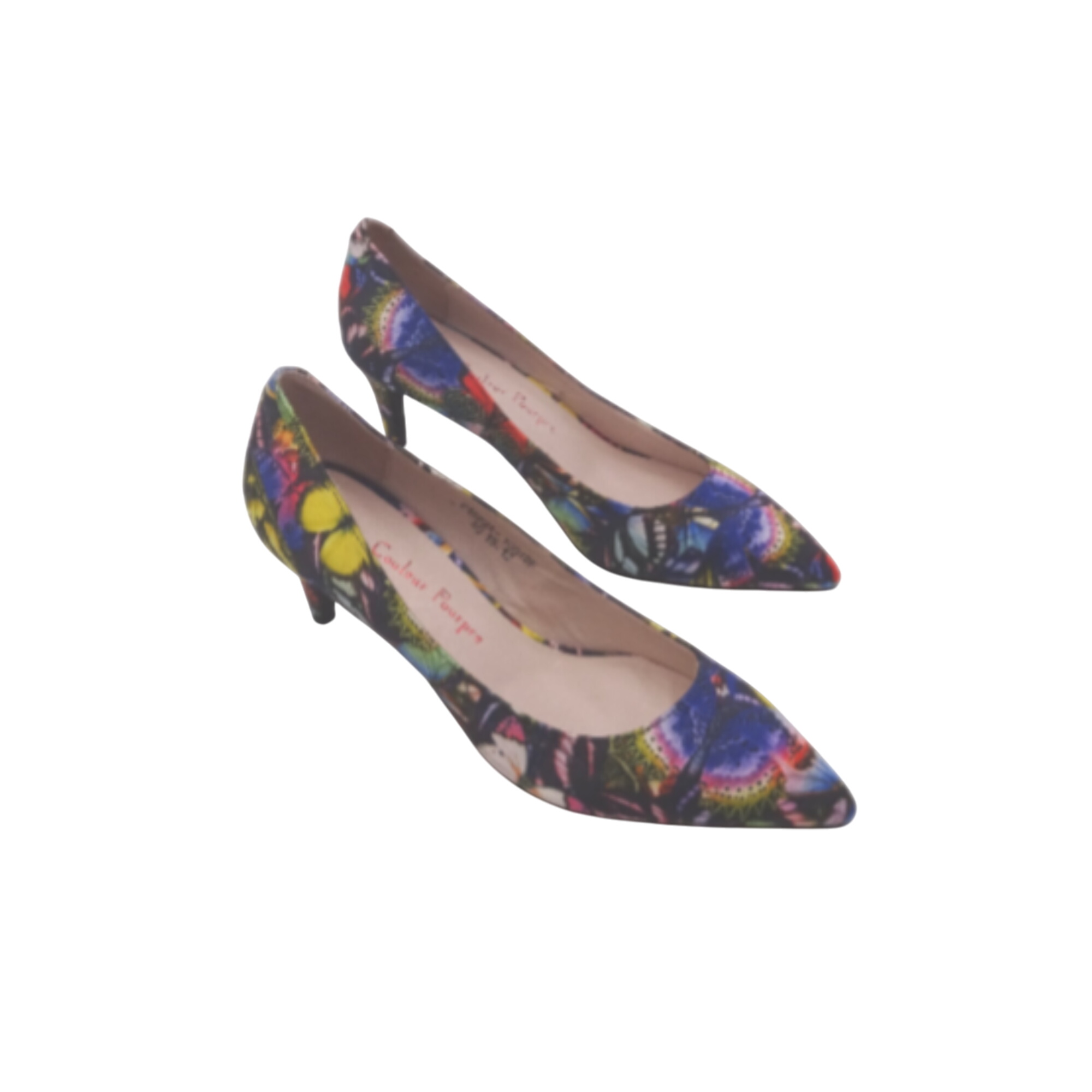 Escarpin Couleur Pourpre imprimé papillon de pointure 40  -  reconditionné disponible sur Label Emmaüs