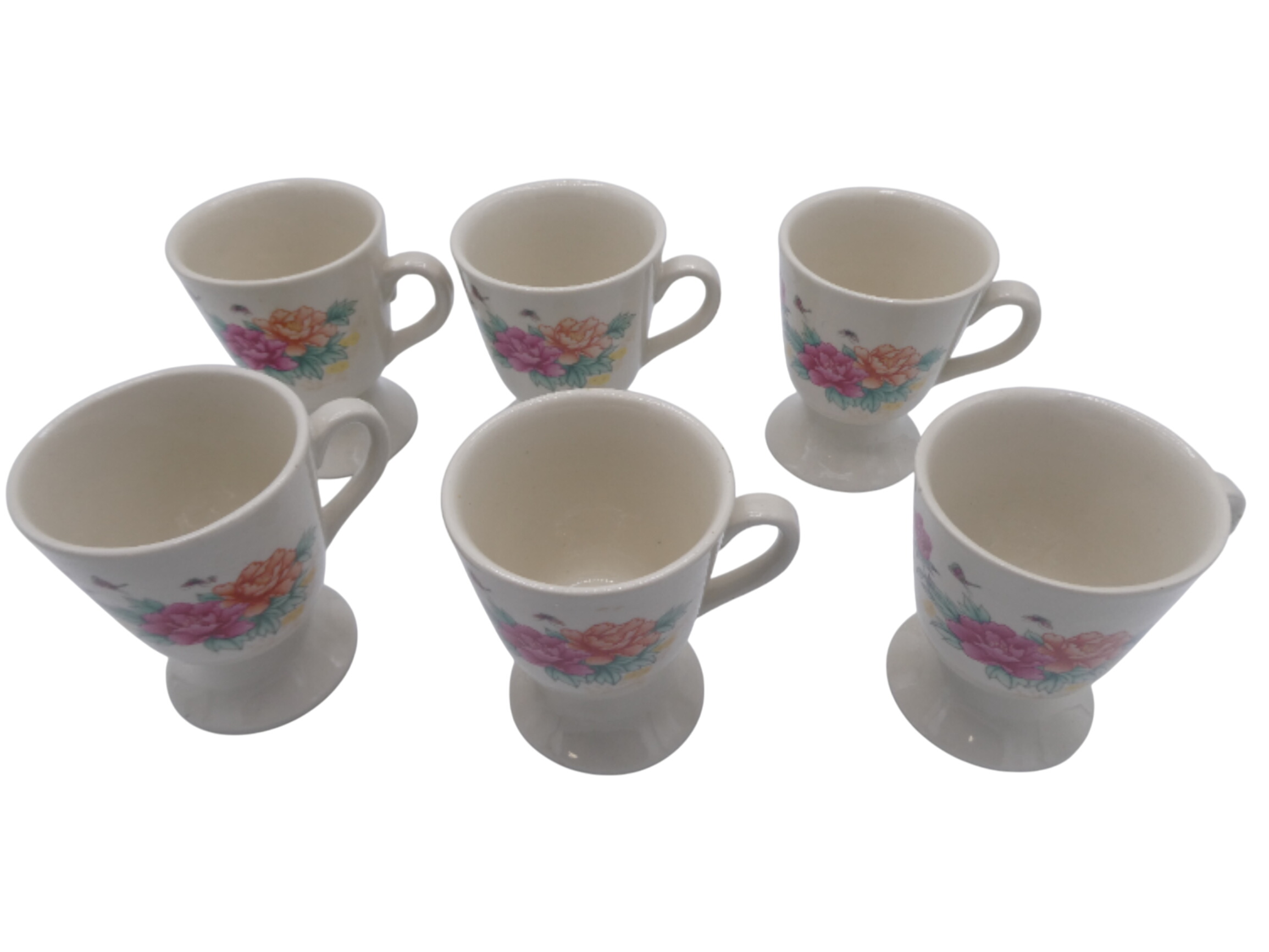 Lot de 6 tasses en porcelaine motif fleurs - Photo 0