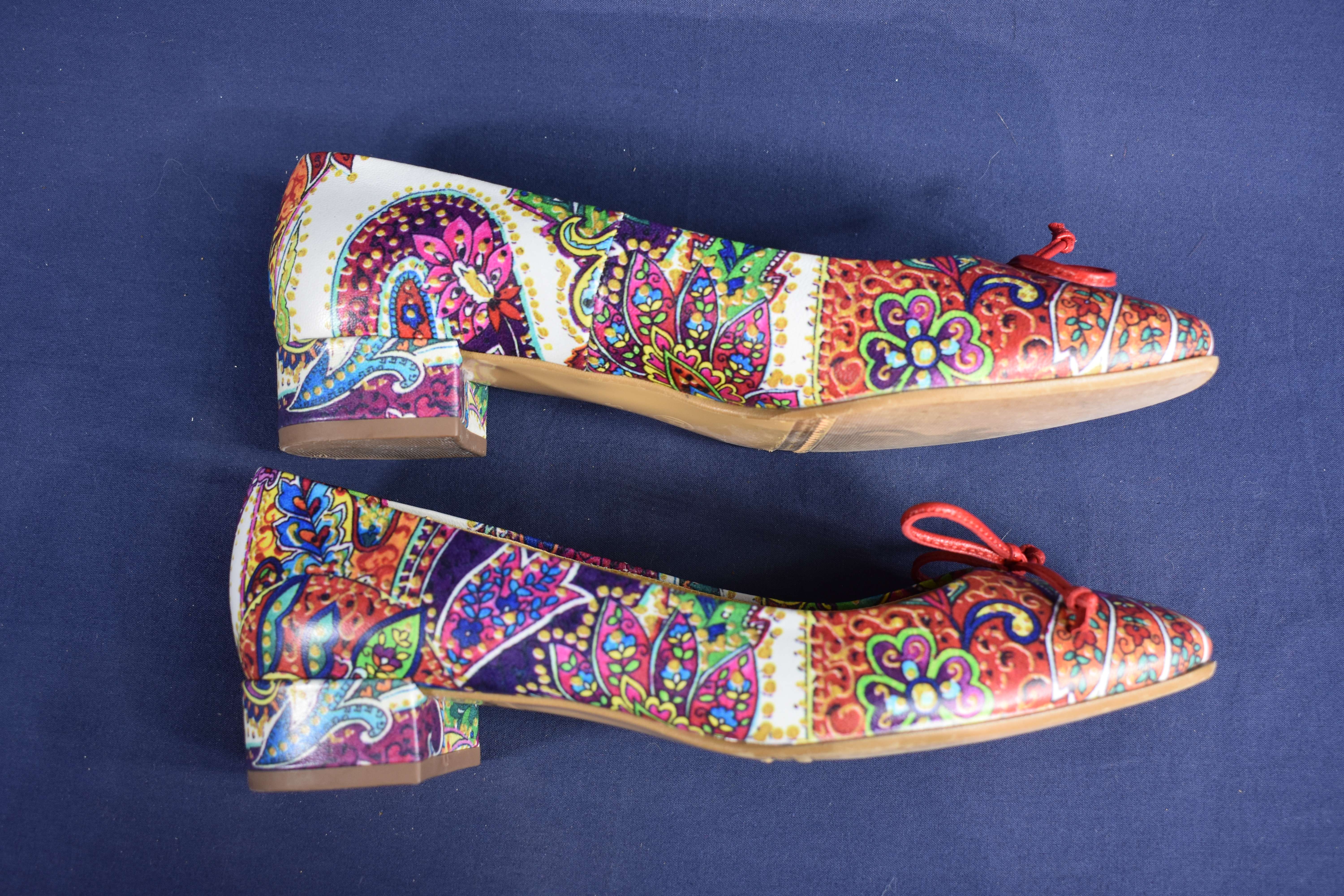 Ballerines cuir, motif floral multicolore, Peter Kaiser, talon 3 cm, taille' 5 ( 38 ). - Photo 8