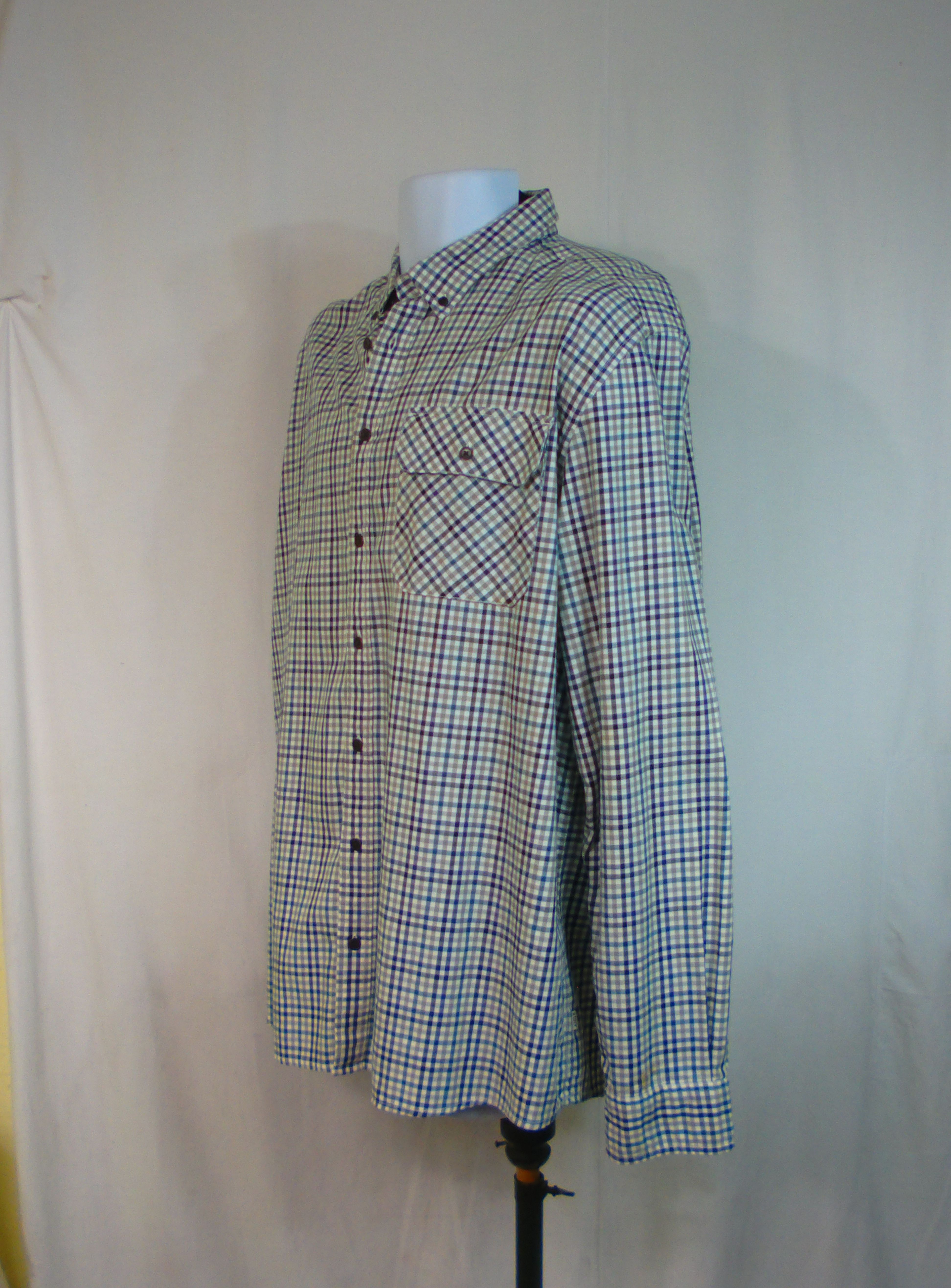 Chemise homme AIGLE, petit carreaux bleu vert, taille 3 XL - Photo 2