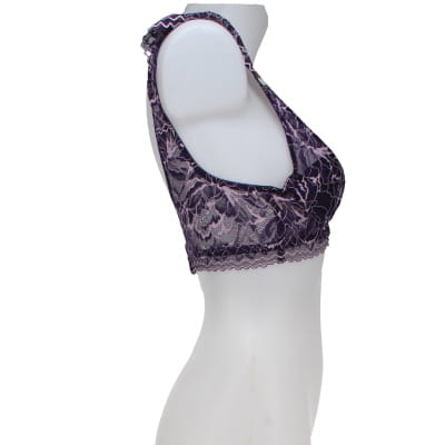 Soutien-gorge violet à dentelle imprimé avec armatures - femme - In Extenso - taille 85 B - Photo 1