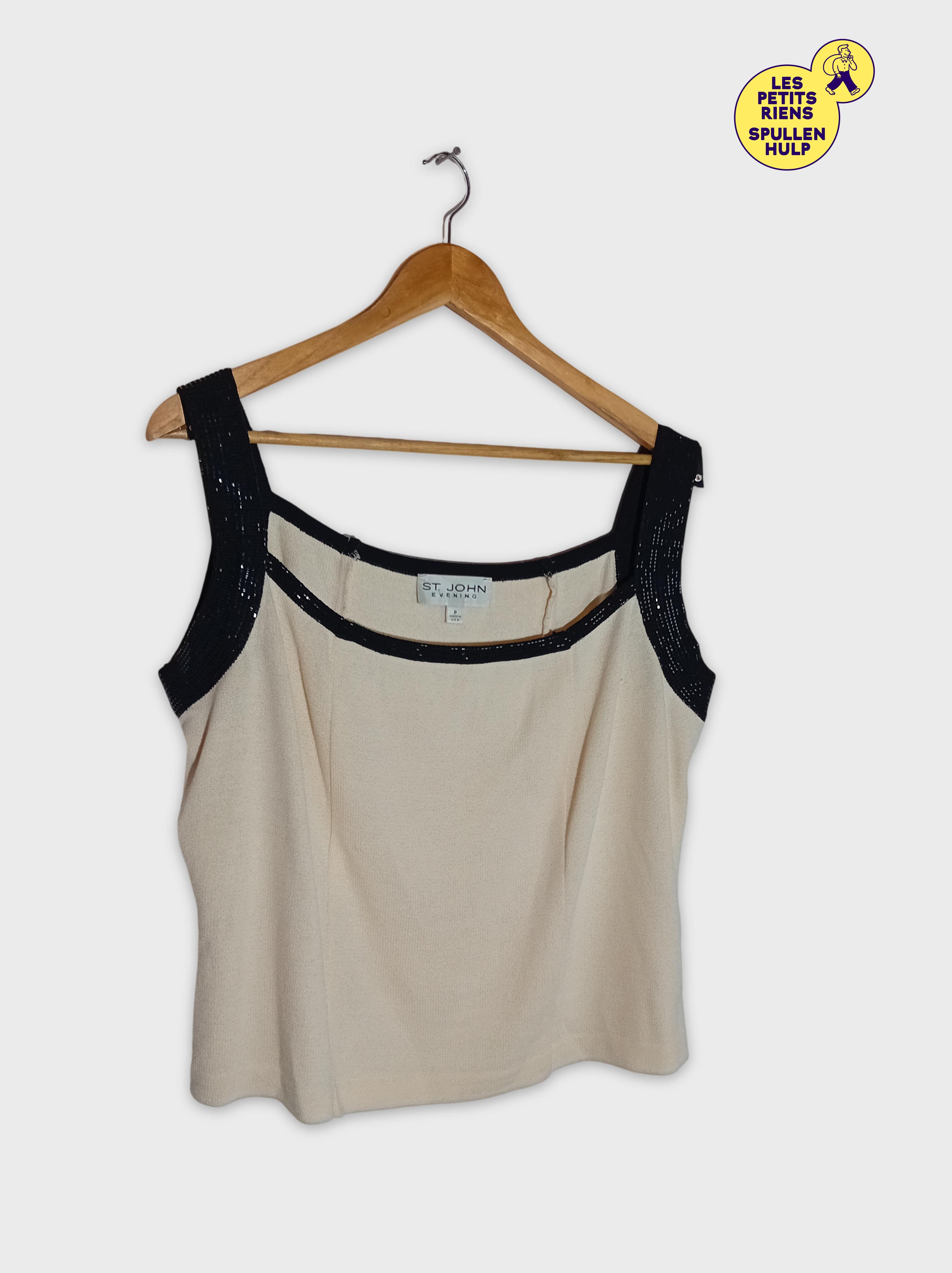 Acheter Top Sans Manches Beige Crème Noir Sequins St. John Evening Xl (T4259) Très bon état - 45,00 € Top Sans Manches Beige Crème Noir Sequins St. John Evening Xl (T4259) Très bon état - reconditionné disponible sur Label Emmaüs
