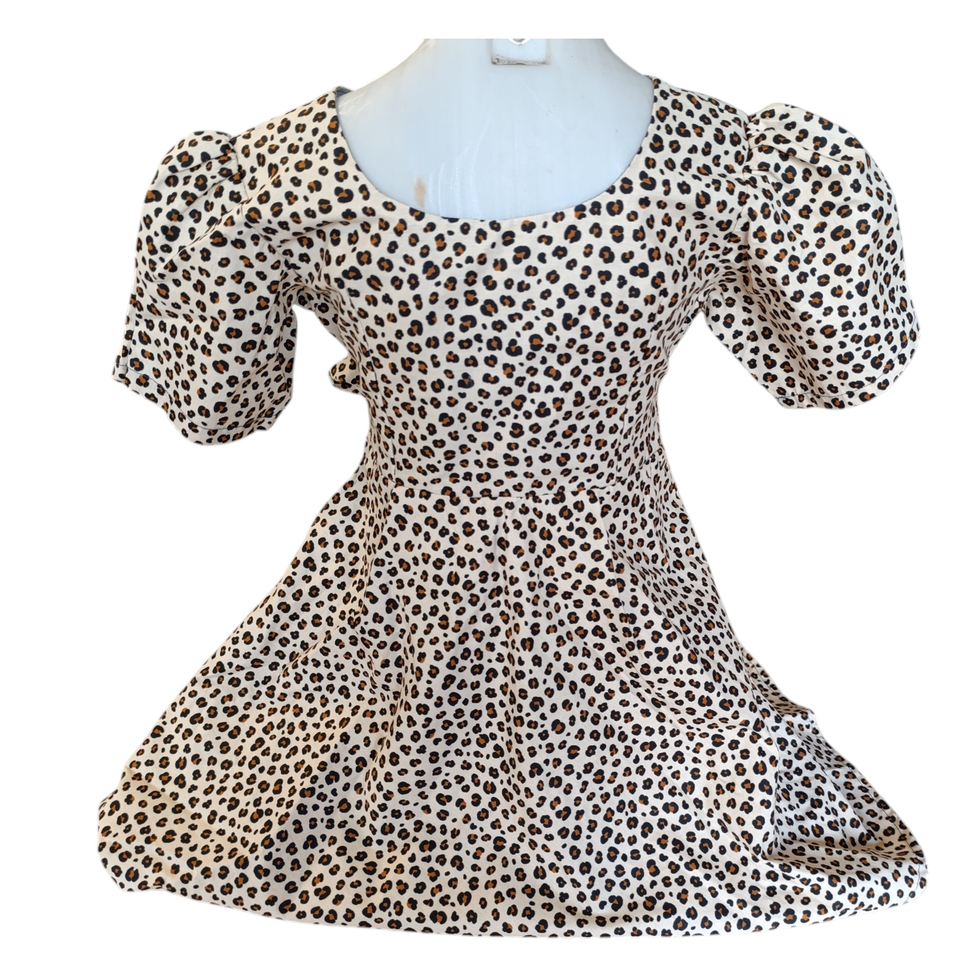 Robe Léopard enfants (taille 5ans ) fabriqué dans notre atelier Acsomur, à partir de tissu recyclé - Photo 2