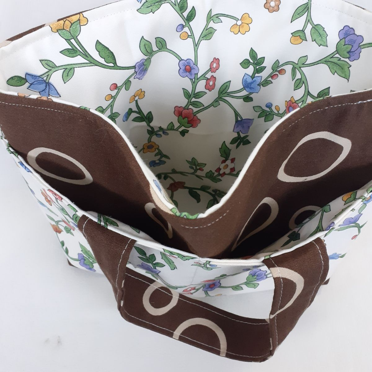 Voir photo 3 de Sac à couture Tricot - Marron et Fleurs (4) - Fait main Sac à couture Tricot - Marron et Fleurs (4) - Fait main Comme neuf - Vue 3 -