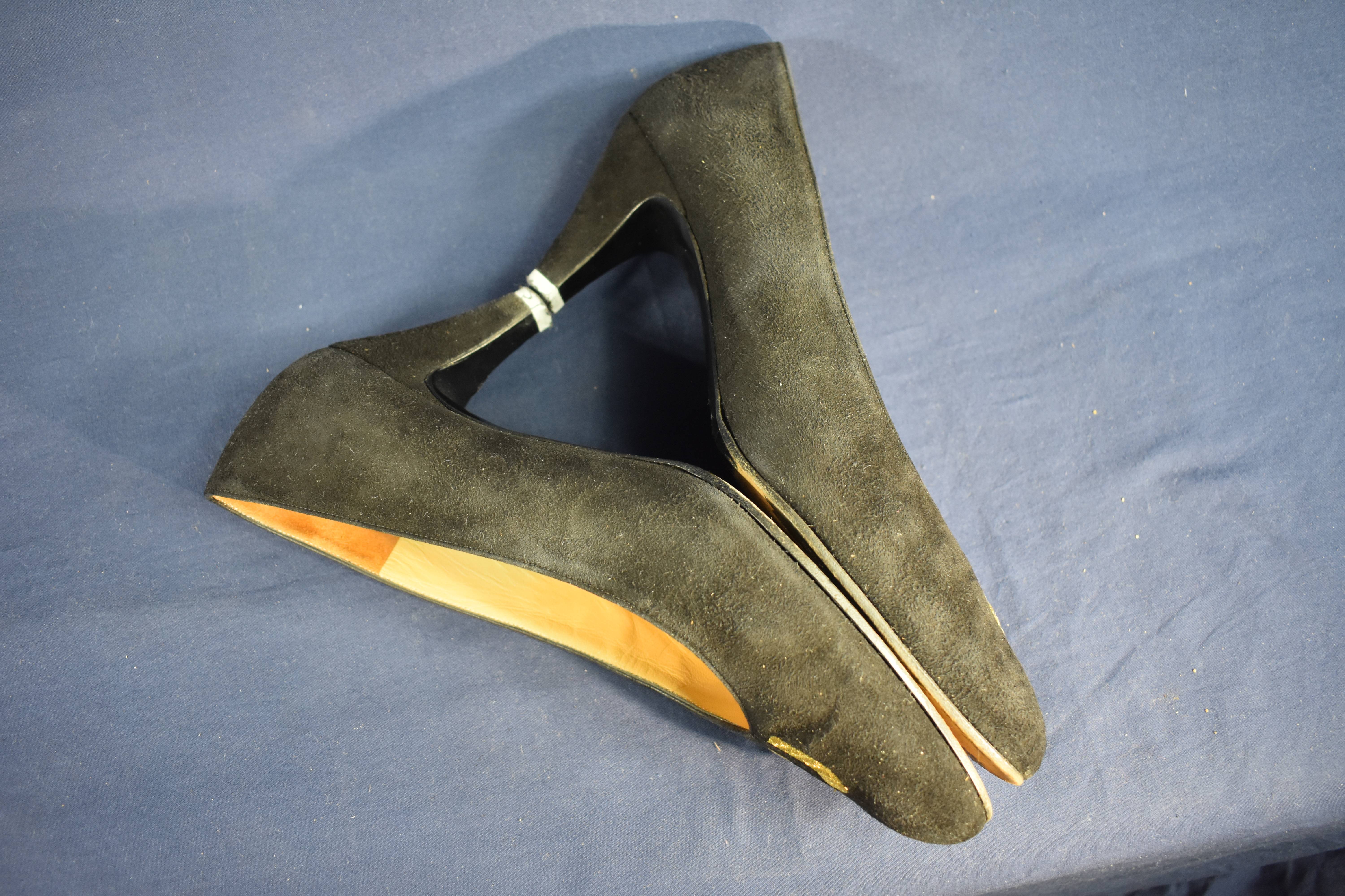 Escarpins Vintage CHARLES JOURDAN En Daim Marron - Taille 40FR (8US), Brides, Talon Haut, Made In France