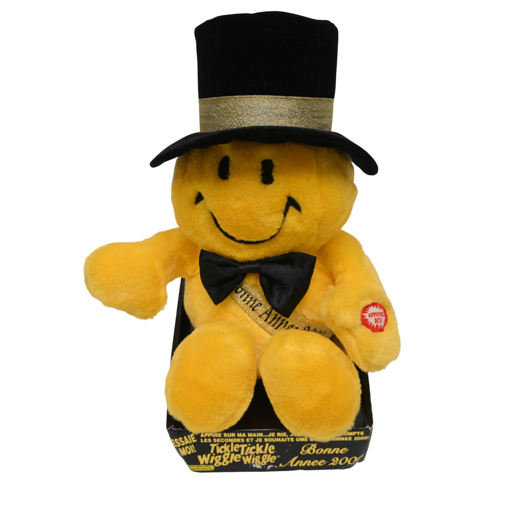 PELUCHE JAUNE "bonne année 2000" Bon état -  reconditionné disponible sur Label Emmaüs