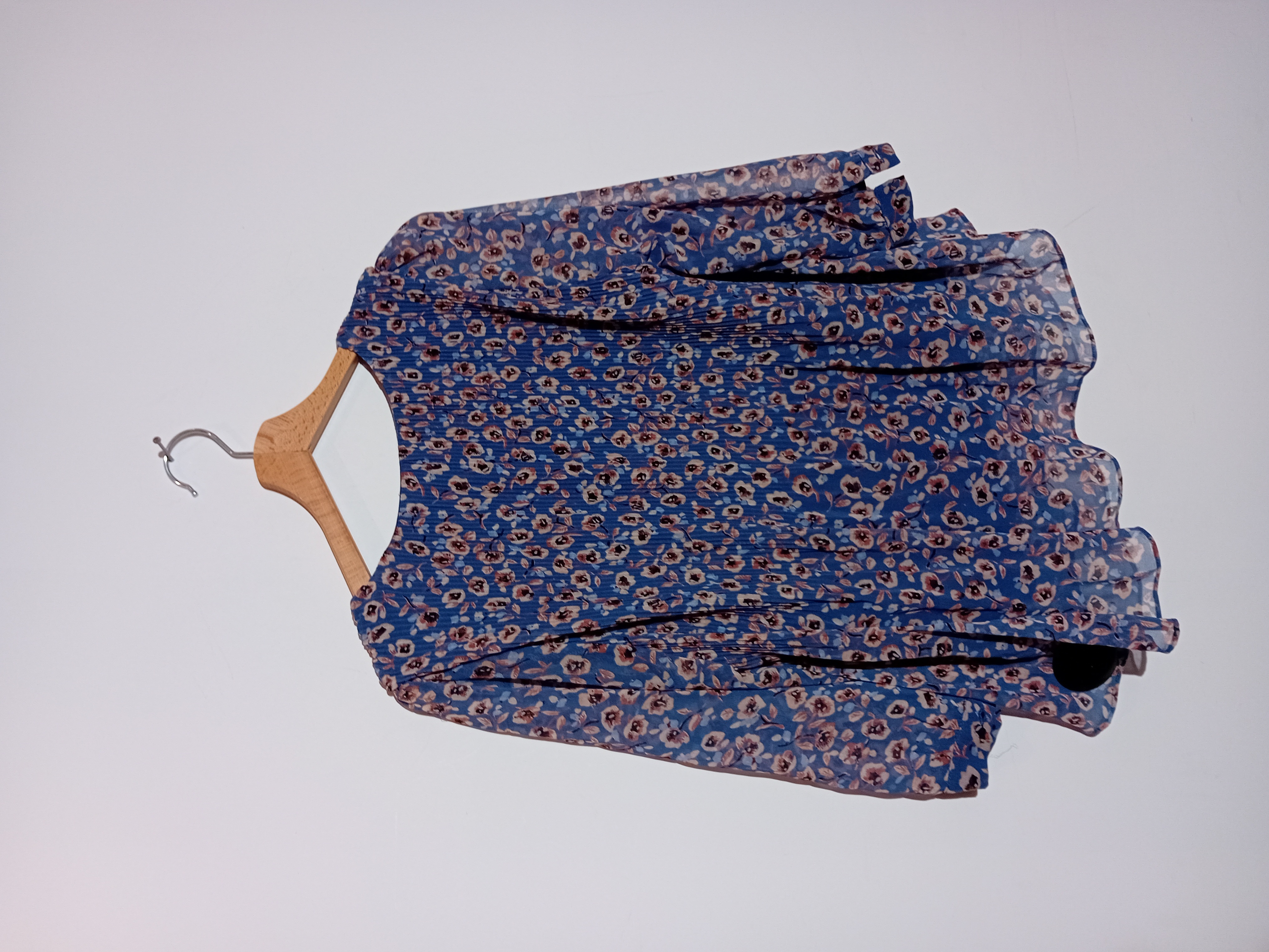 Blouse Fleurie Smockée Maison 123 Bleue S 36 (T4161) Très bon état - Vue 4 - 