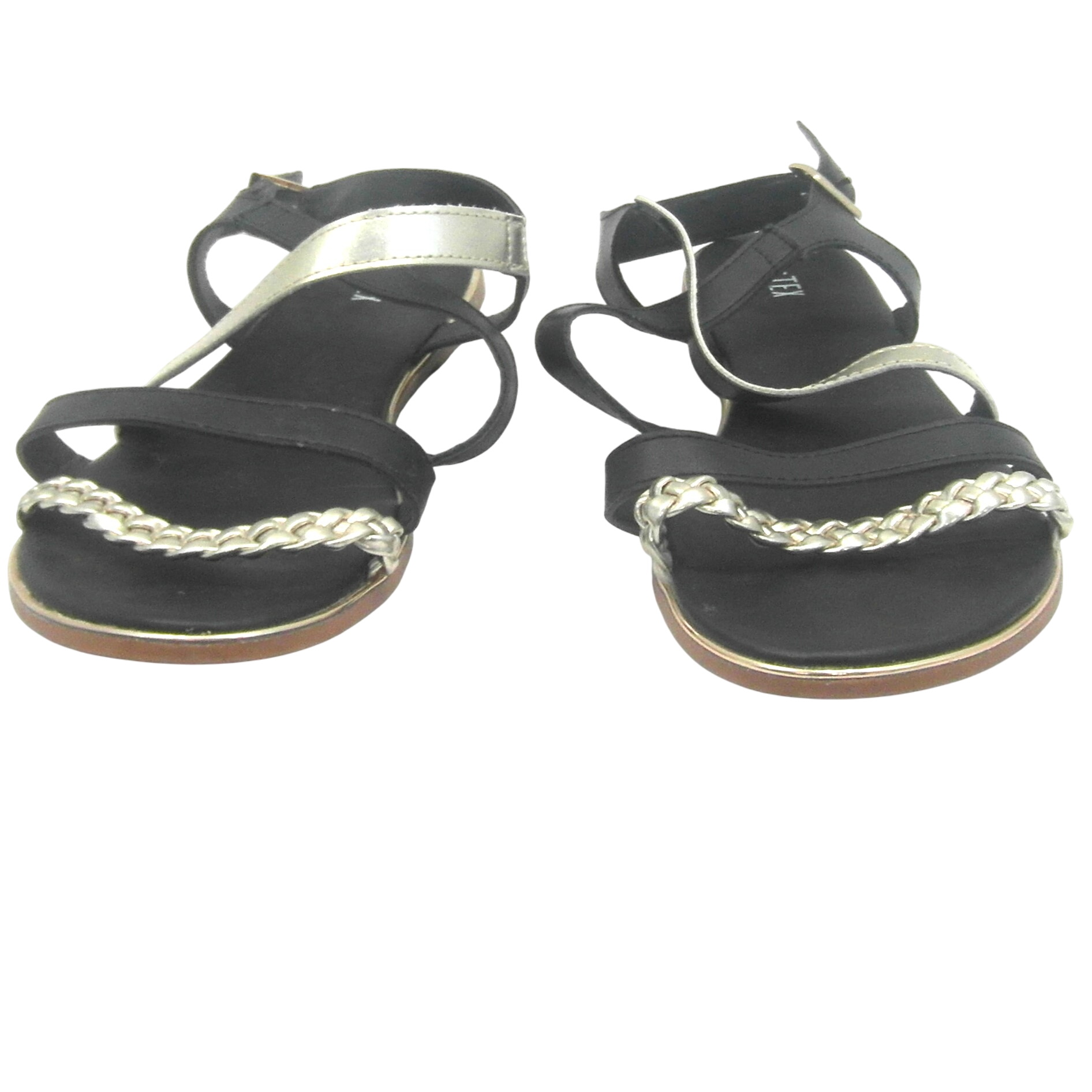 Sandales  lanires noires et dores taille 37 - tex - Modalova