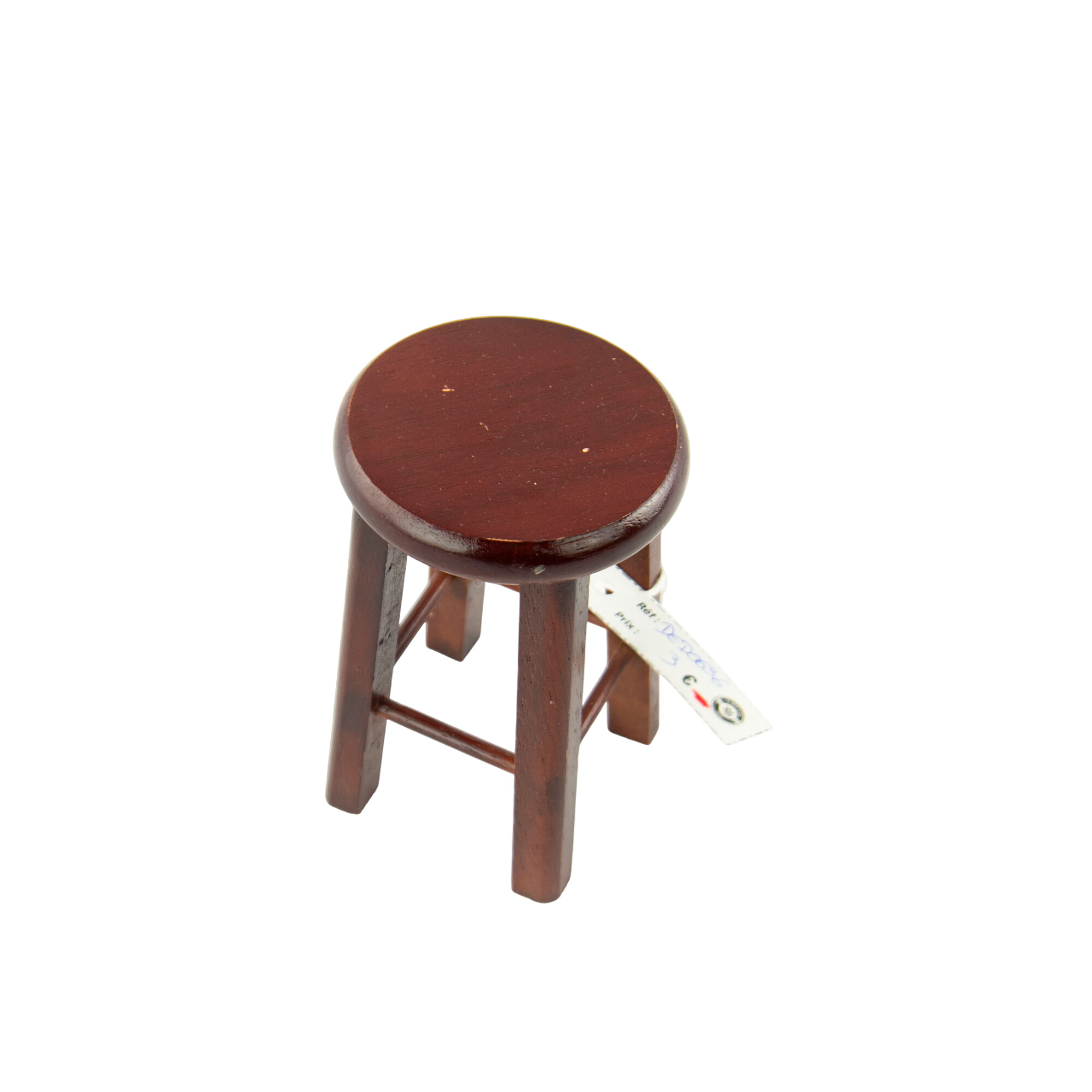 Tabouret en bois rouge de 12cm pour poupées - Photo 0