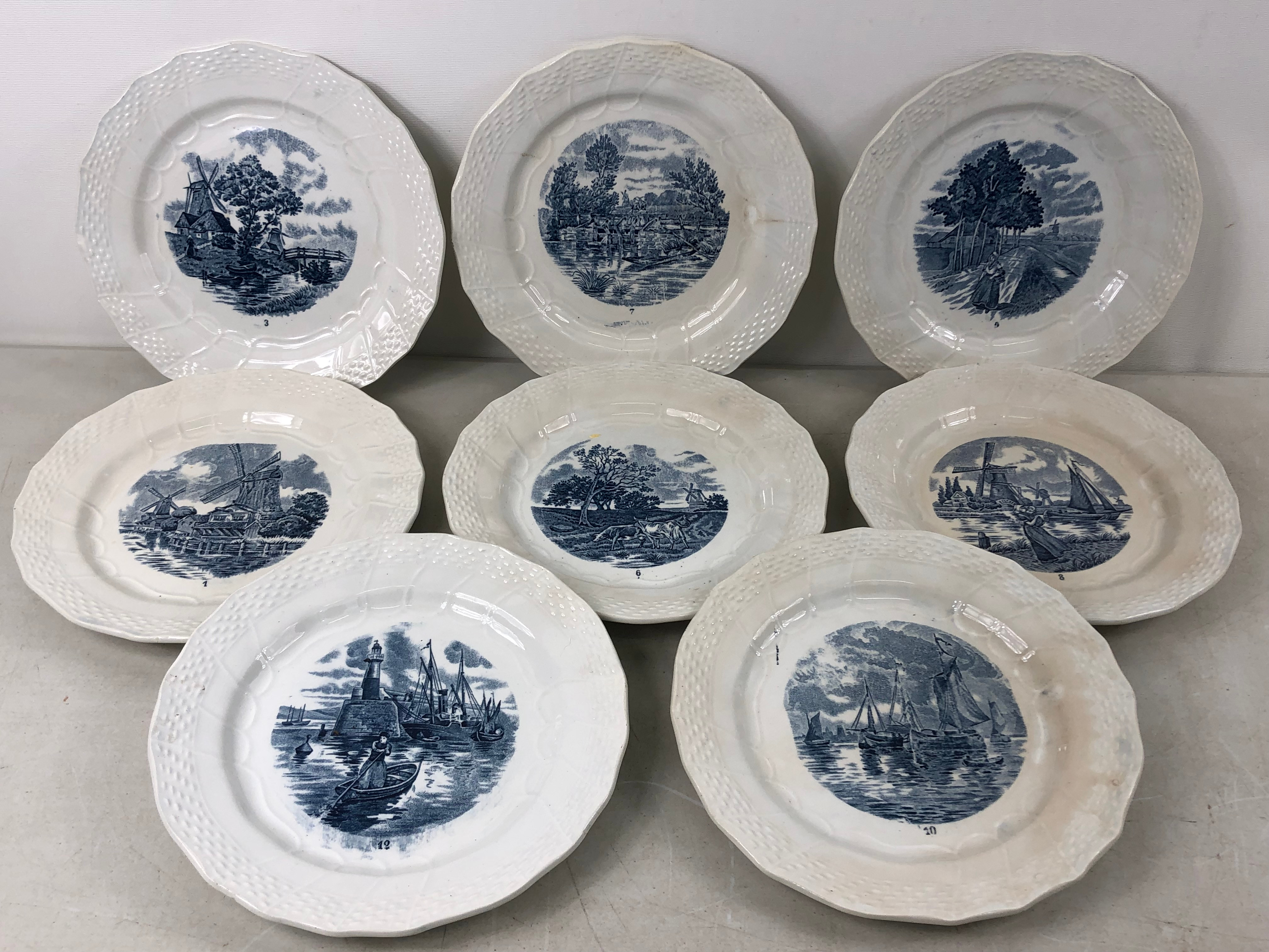 8 assiettes à dessert MOULIN DES LOUPS, DELFT  - Vue 2 - 