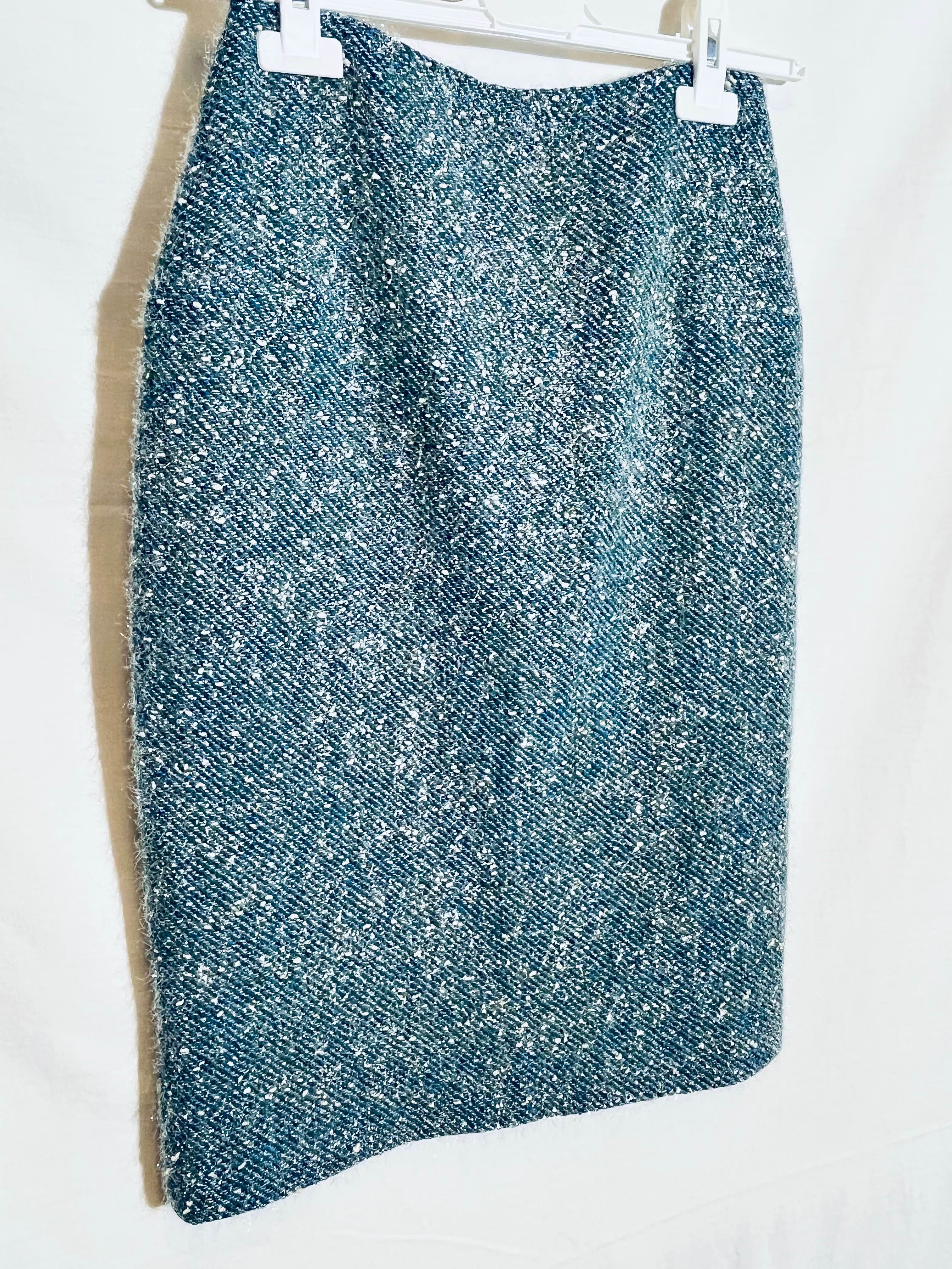 Jupe Richard Nicoll -34 - bleu chiné brillant vintage - Photo 9