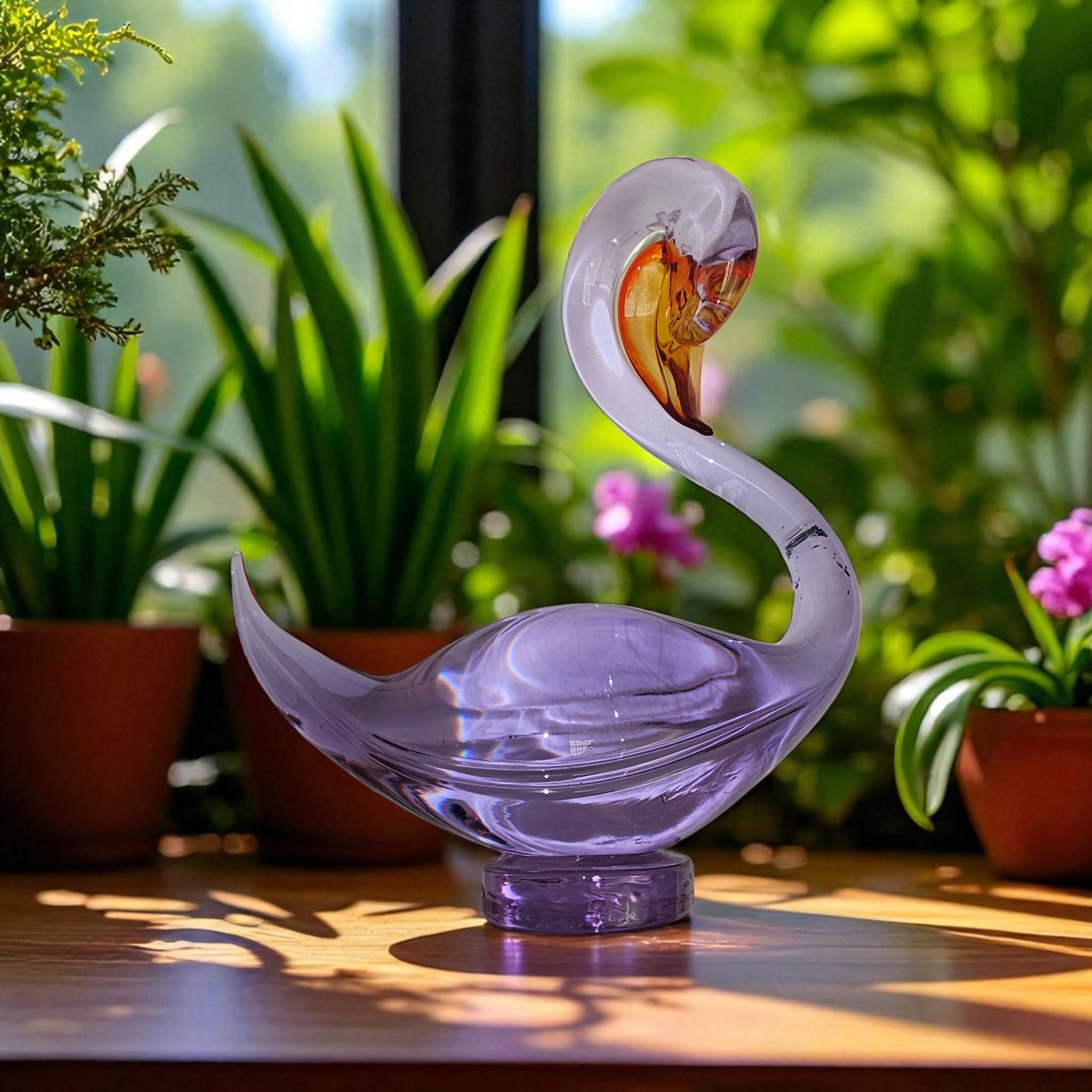 Cygne Art-Déco 20cm Hauteur en verre colorés [ Cristallerie ] - Photo 7