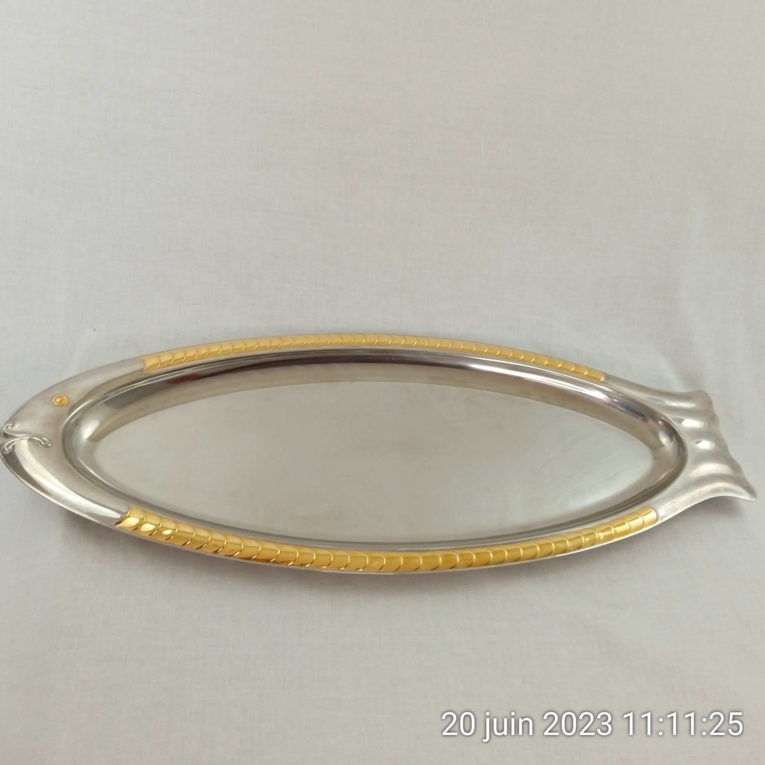 Grand plat à poisson 24 kt gold en acier inoxydable  - Photo 6
