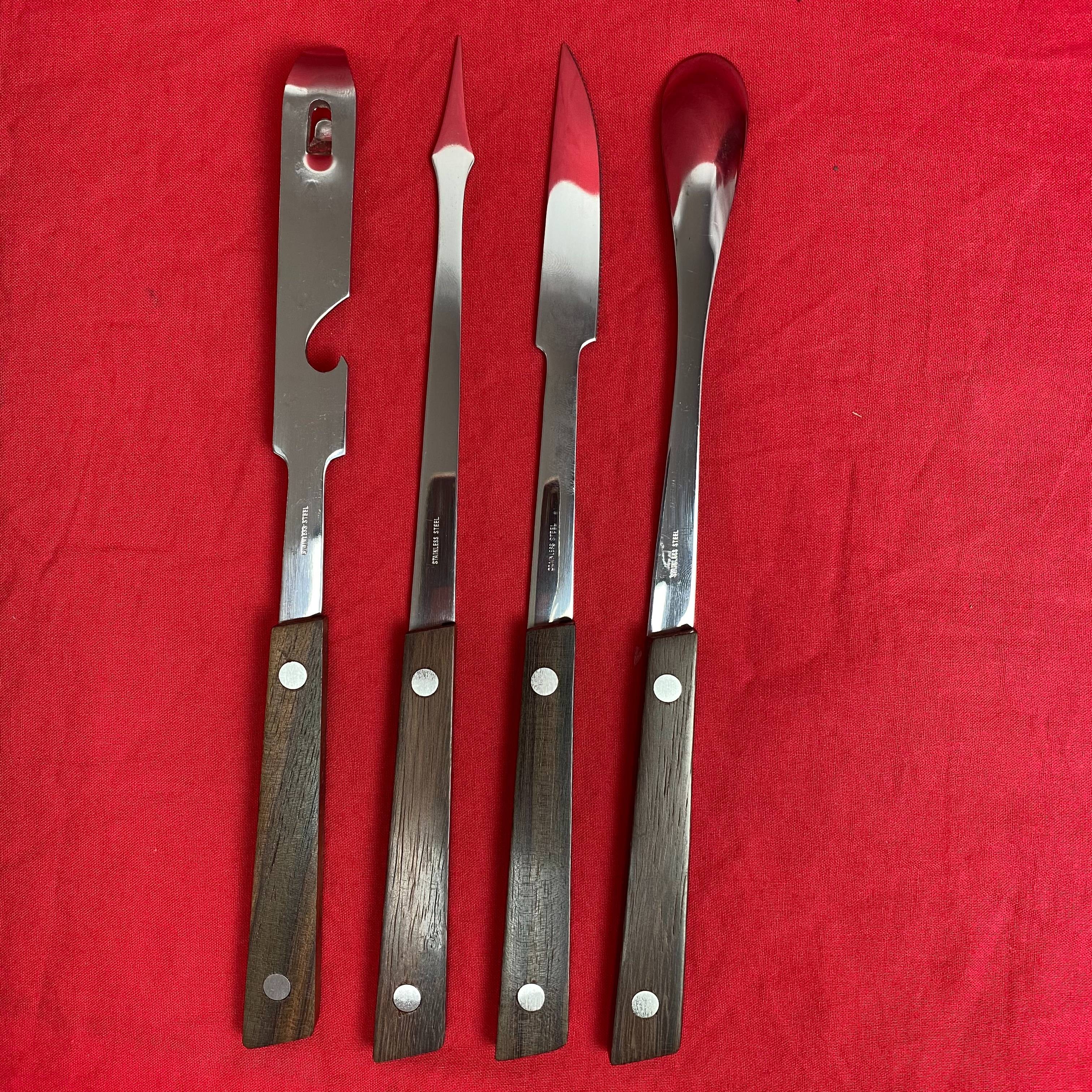 Set de bar vintage Mid-Century en Palissandre et acier inoxydable Année 60/70 Bon état - Vue 8 - 