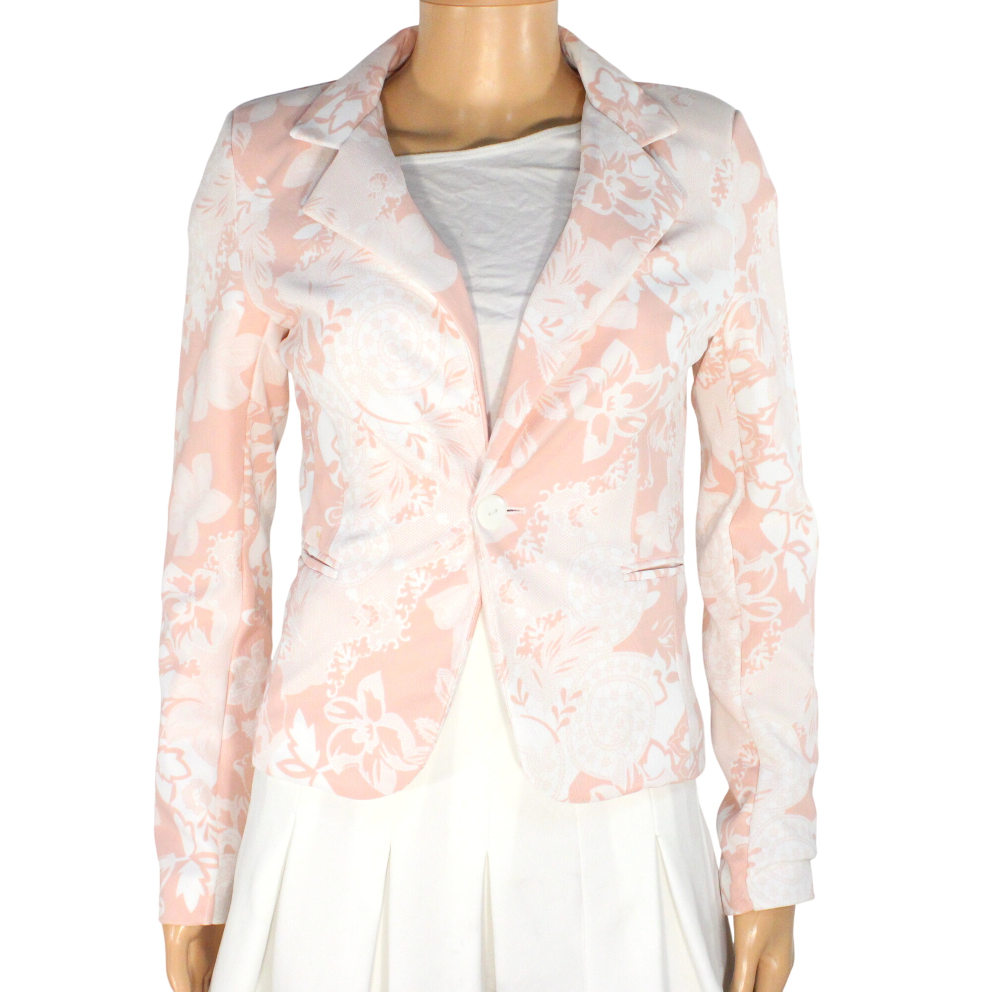 Veste Blanche & Rose Fleurie Y.YENDI Taille S - Photo 0