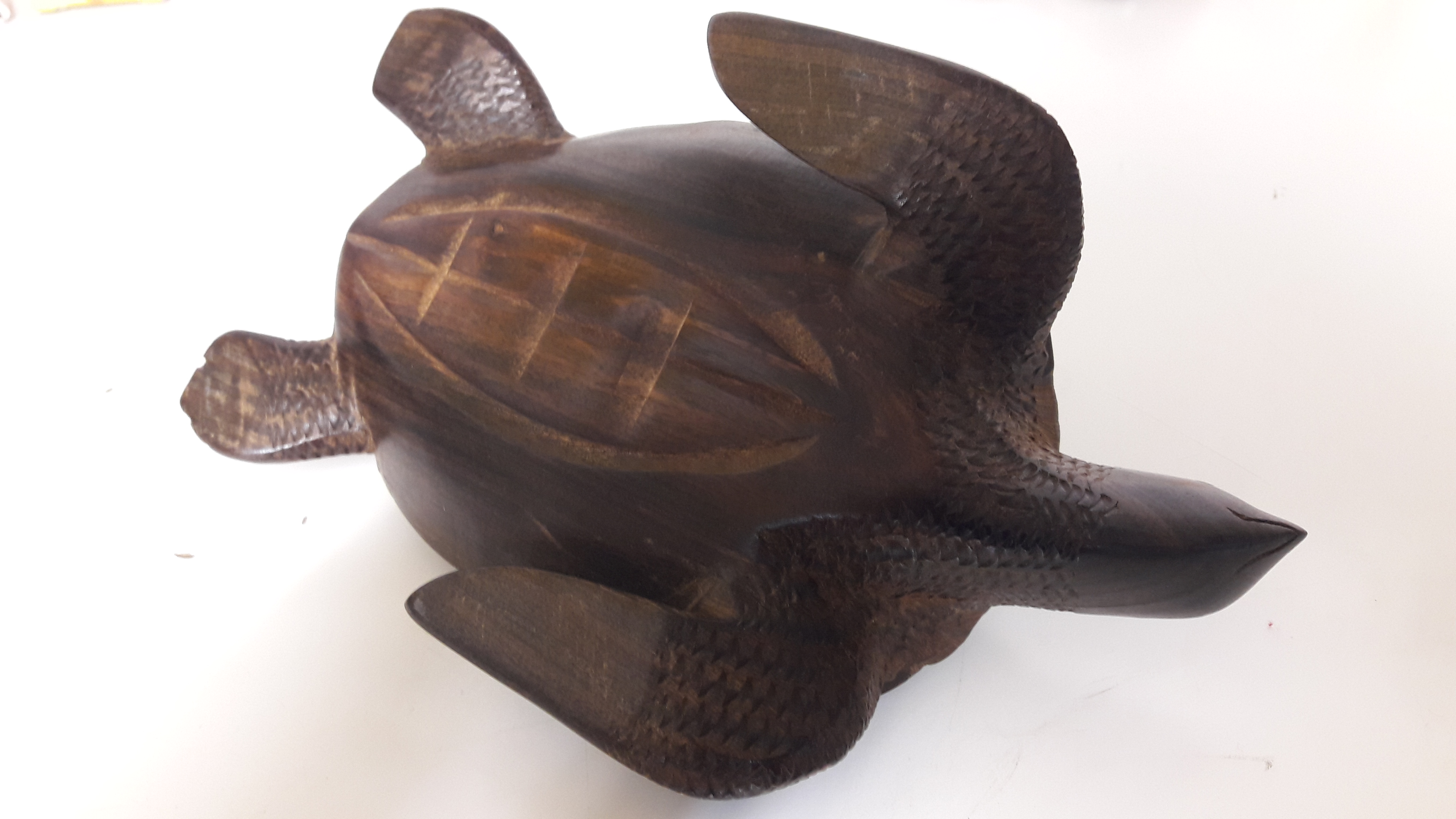 Bol Sculpté Main En Forme De Tortue – Bois Naturel – 40 Cm – Déco Ethnique