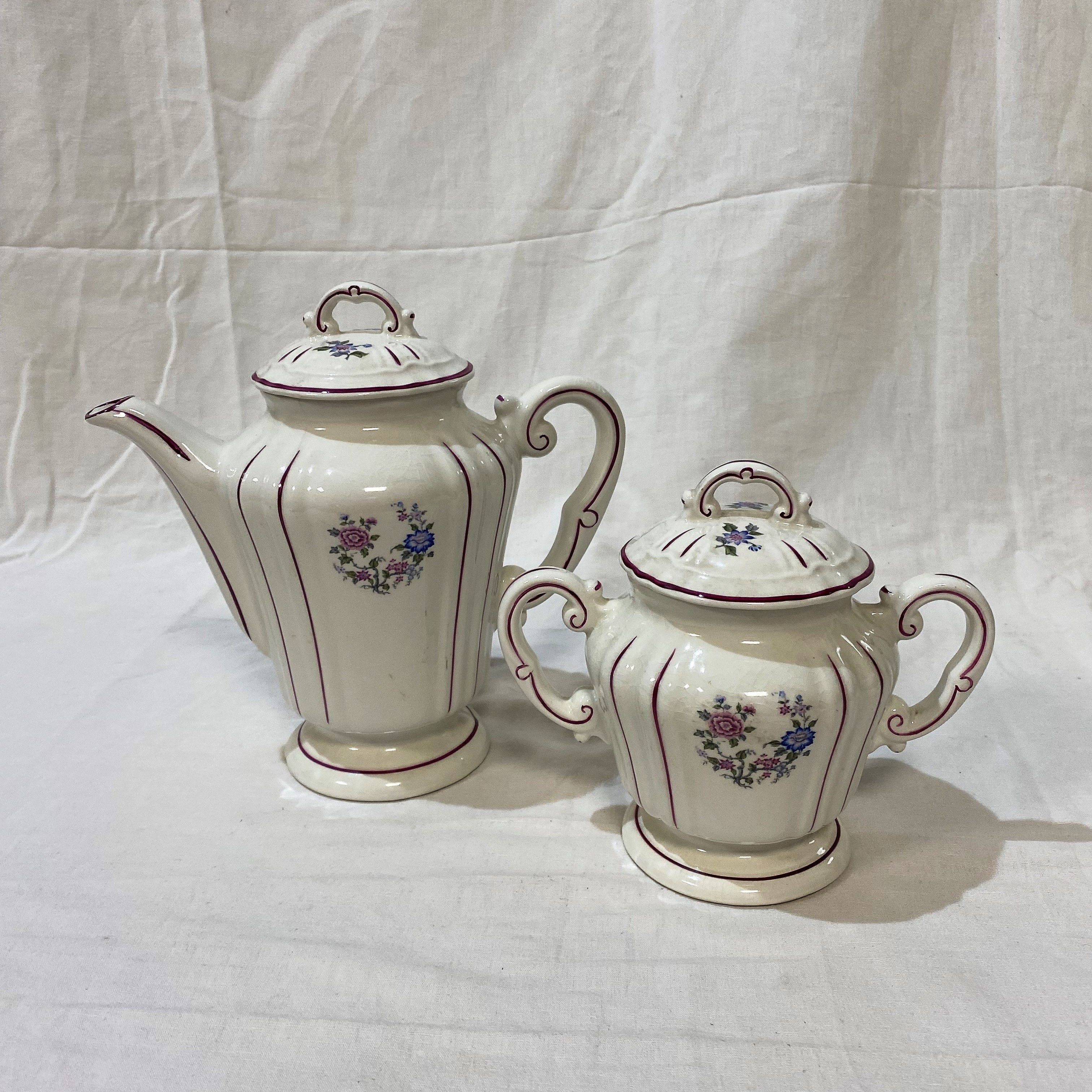 Ensemble de tasses à café Johnson Brothers « Summer Chintz » avec sucrier - France