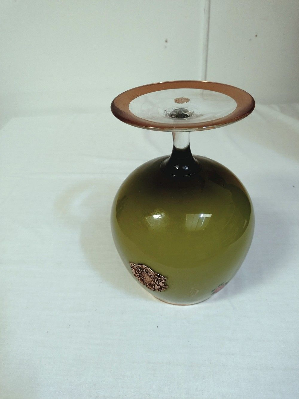 Vase boule en opaline vert à liseré doré,style Napoléon 3, made in Italy. - Photo 5