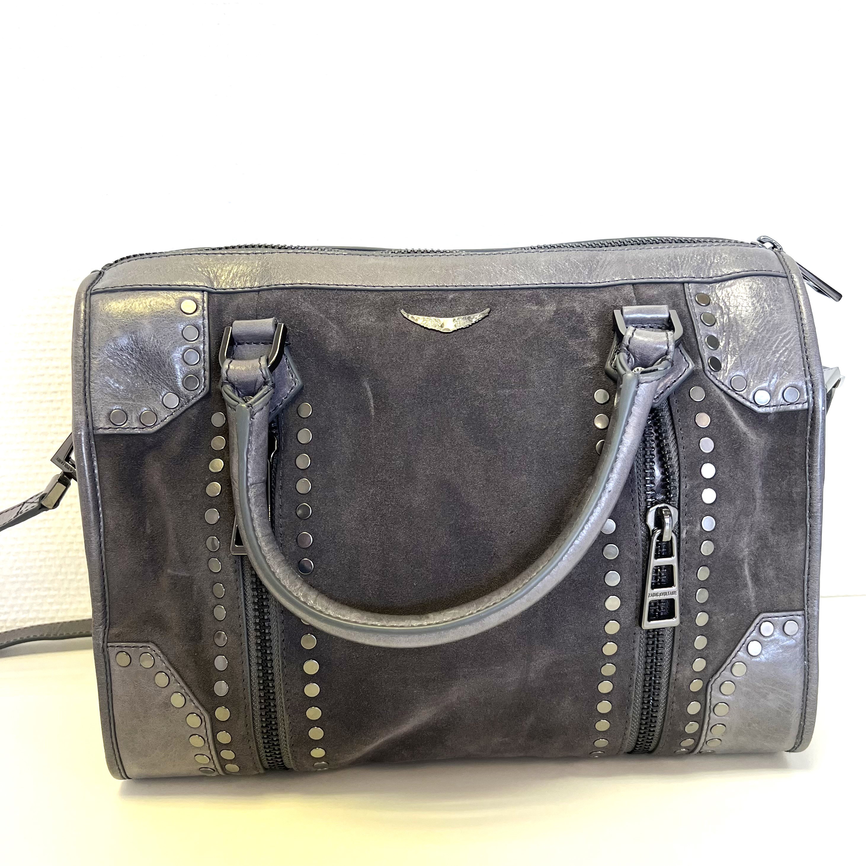 Sac à main Zadig&Voltaire Sunny en cuir daim gris  Très bon état - Vue 2 - 