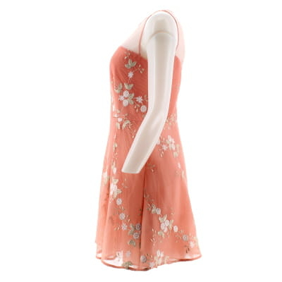 Robe soirée corail à broderie florale - Femme - Naf naf - Taille 40 Très bon état - Vue 3 - 