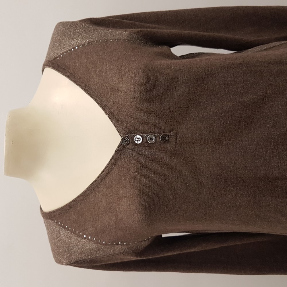 Pull de fêtes marron avec fils d'argent et petits clous brillants - Bréal - Taille 1 - Photo 1