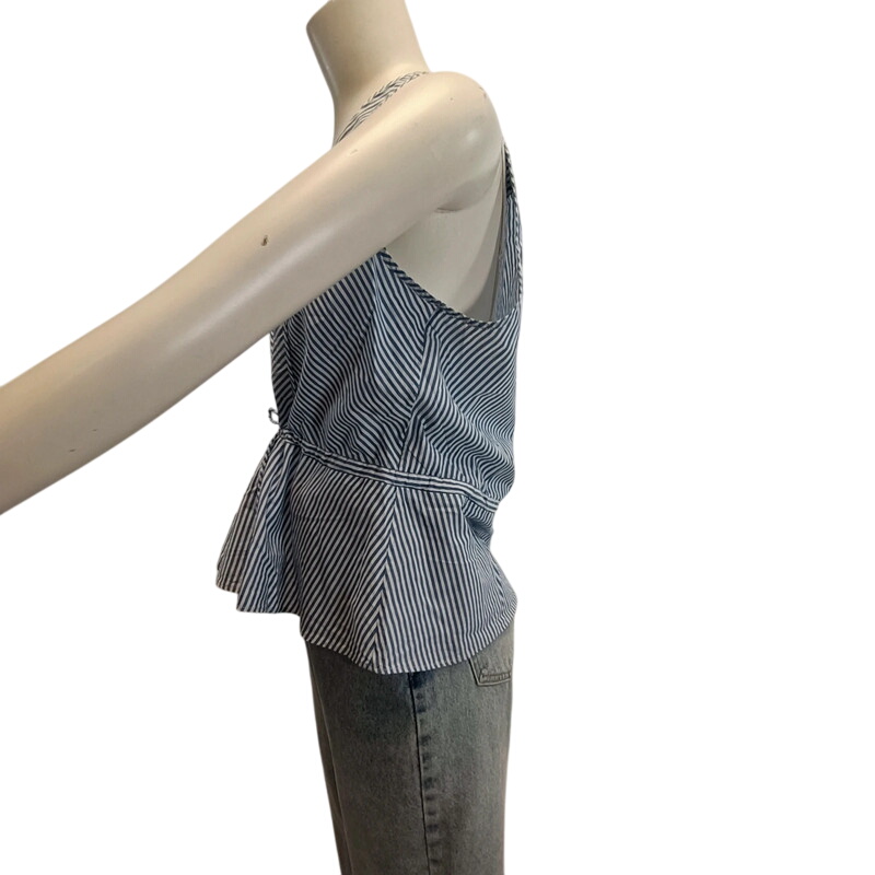 Top sans manches rayé blanc et bleu coton T44 Rayures - Comptoir des cotonniers Pleplum cintré - Photo 1