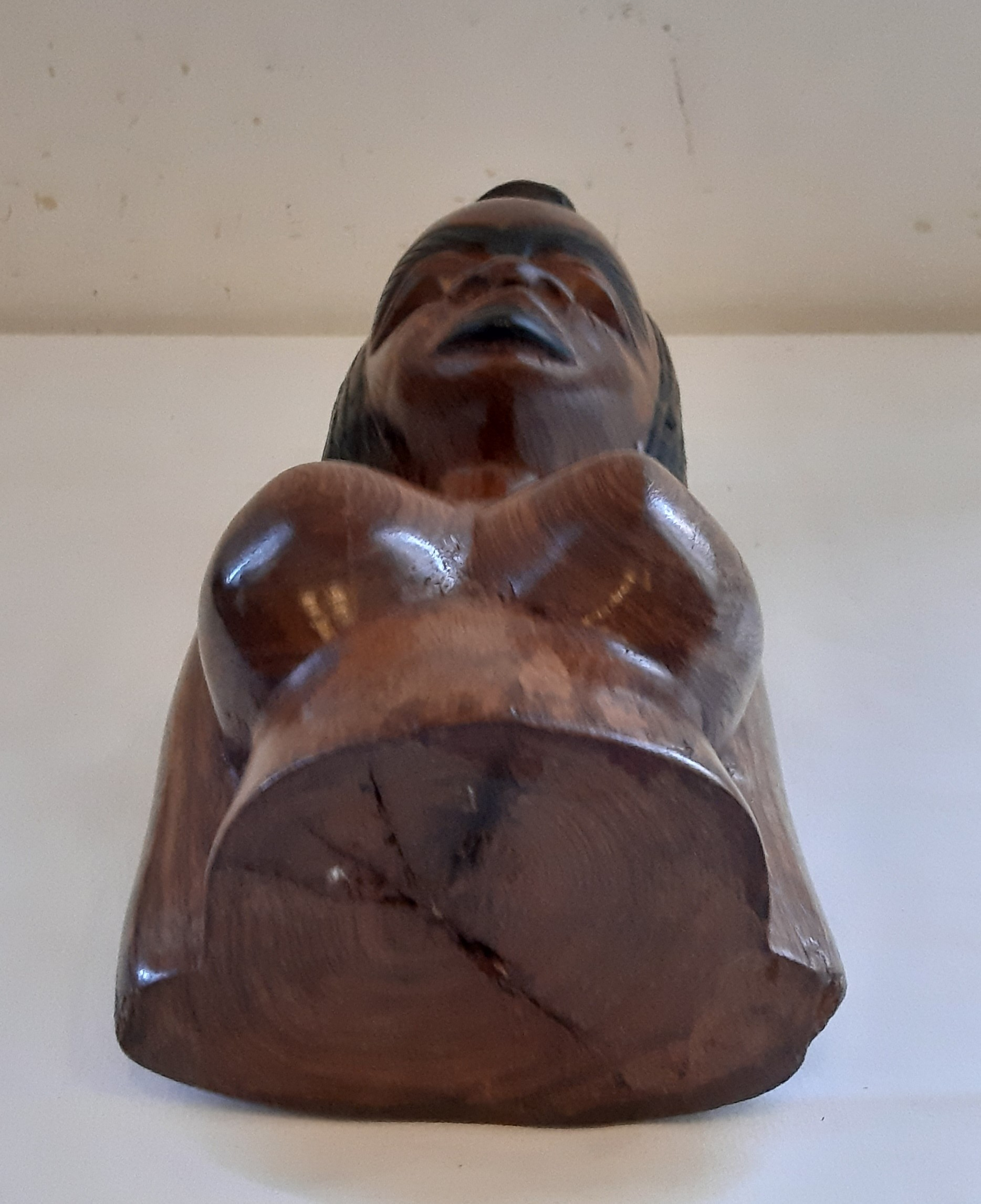 Sculpture buste de femme seins nus en bois brut, ébène, art Africain - Très bon état - Photo 4