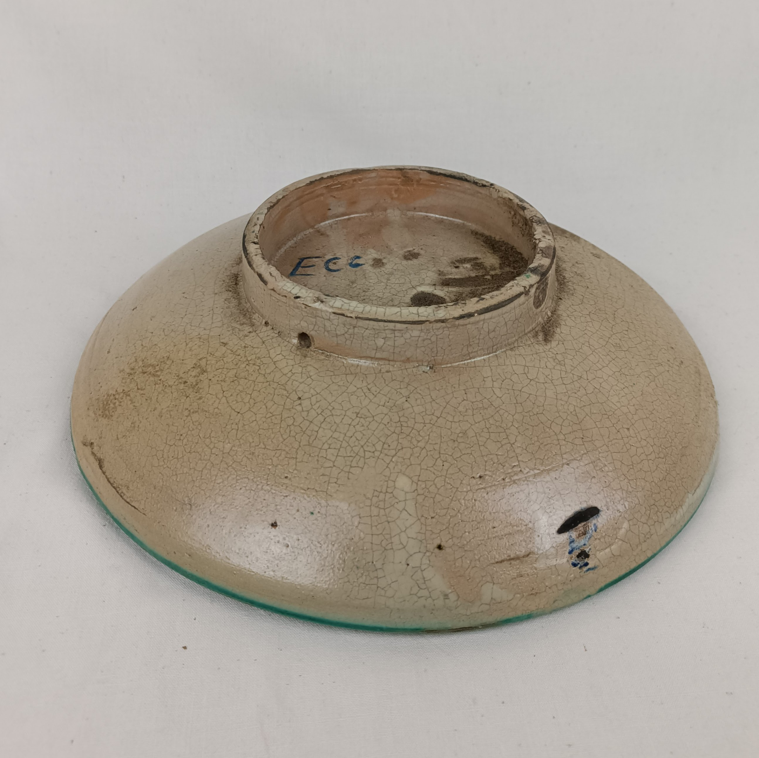 Grand plat marocain en céramique, fait main, diamètre de 31,5 cm - État correct - Photo 4