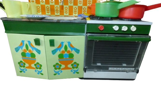 ANCIEN JOUET EN Tôle Cuisiniere De Dinette Avec Accesoires. EUR 110,00
