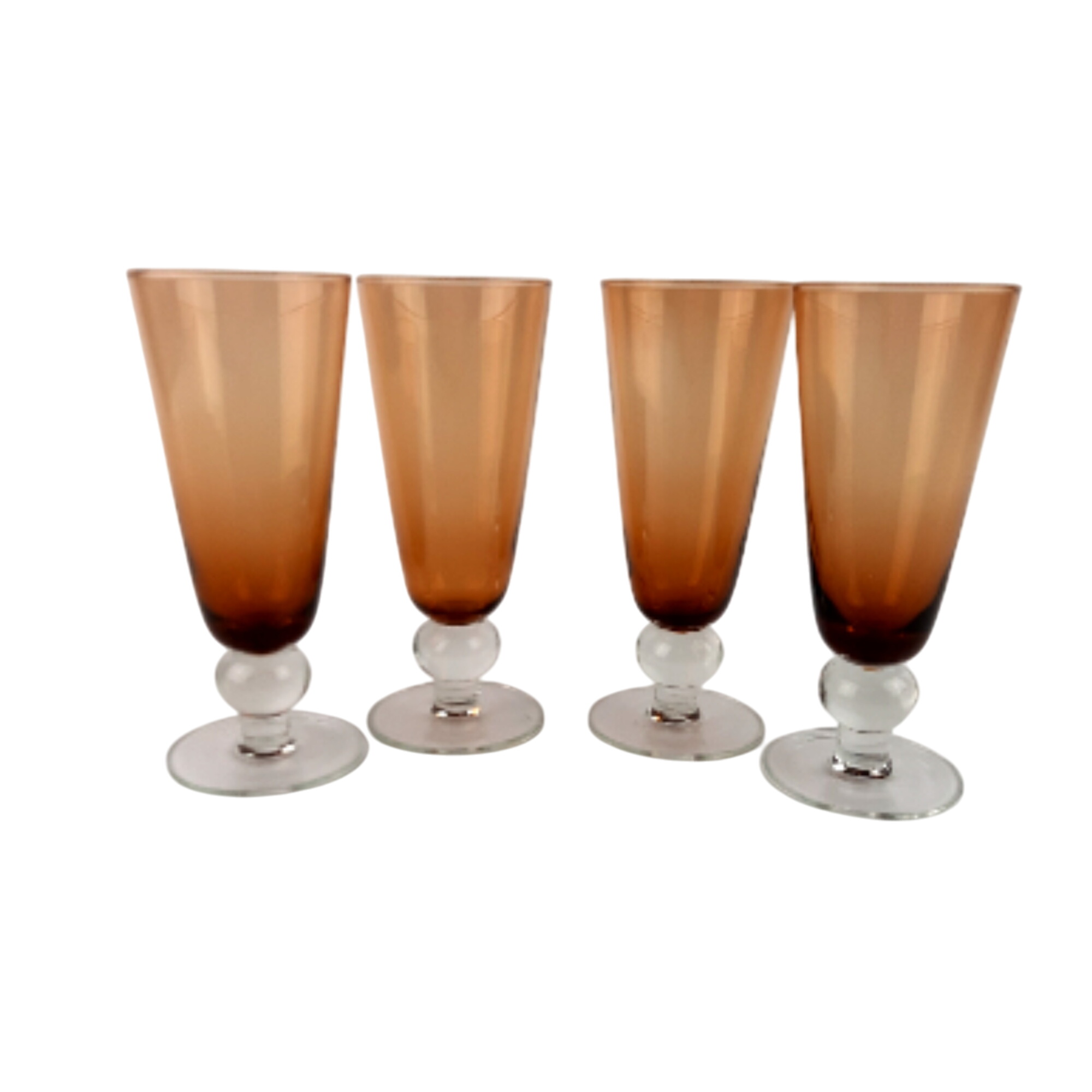 Lot de 4 Flûtes à champagne ambré -années 60 - Photo 0