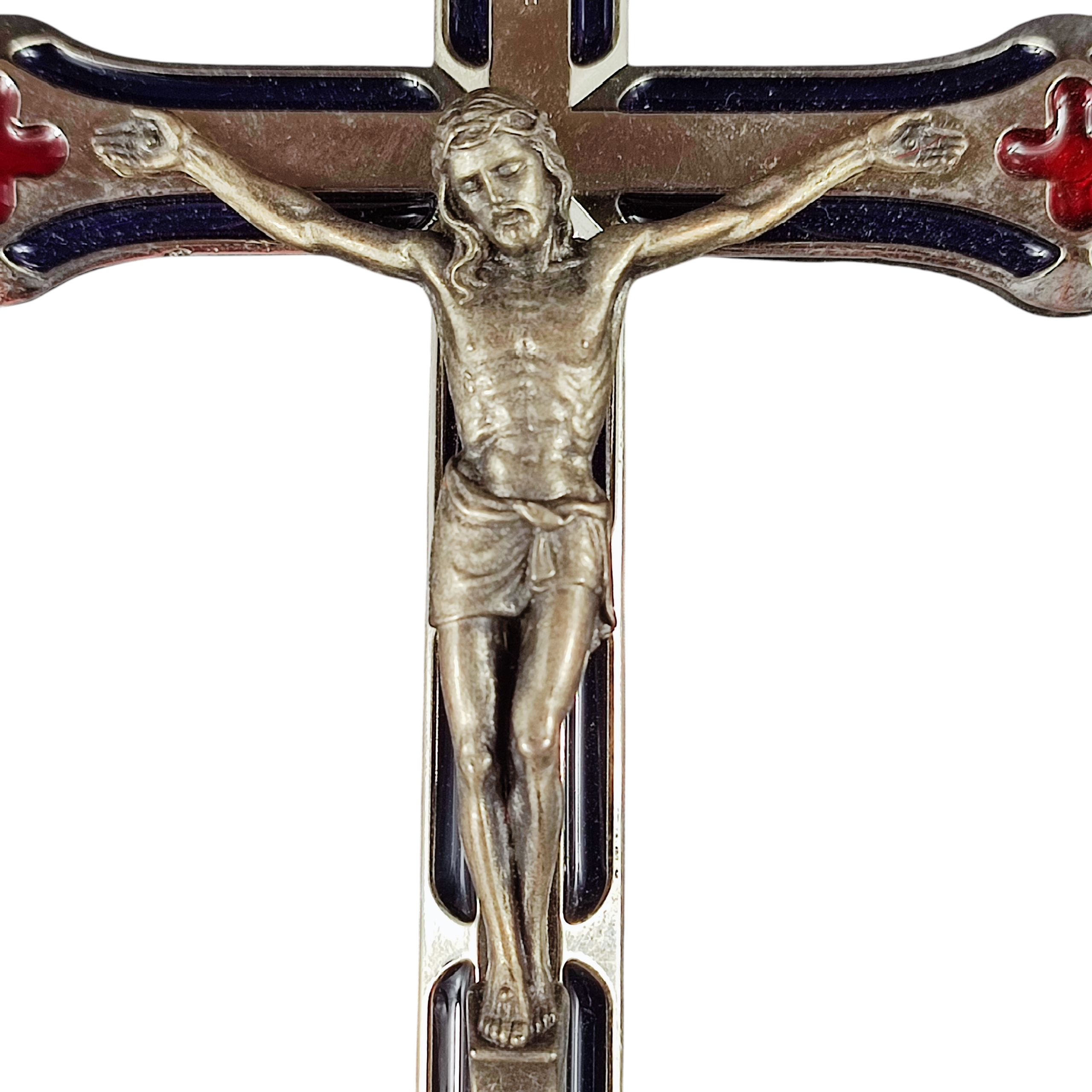 Crucifix vitrail en métal argenté - Photo 3