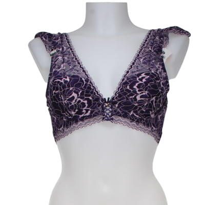 Soutien-gorge violet à dentelle imprimé avec armatures - femme - In Extenso - taille 85 B - Photo 0
