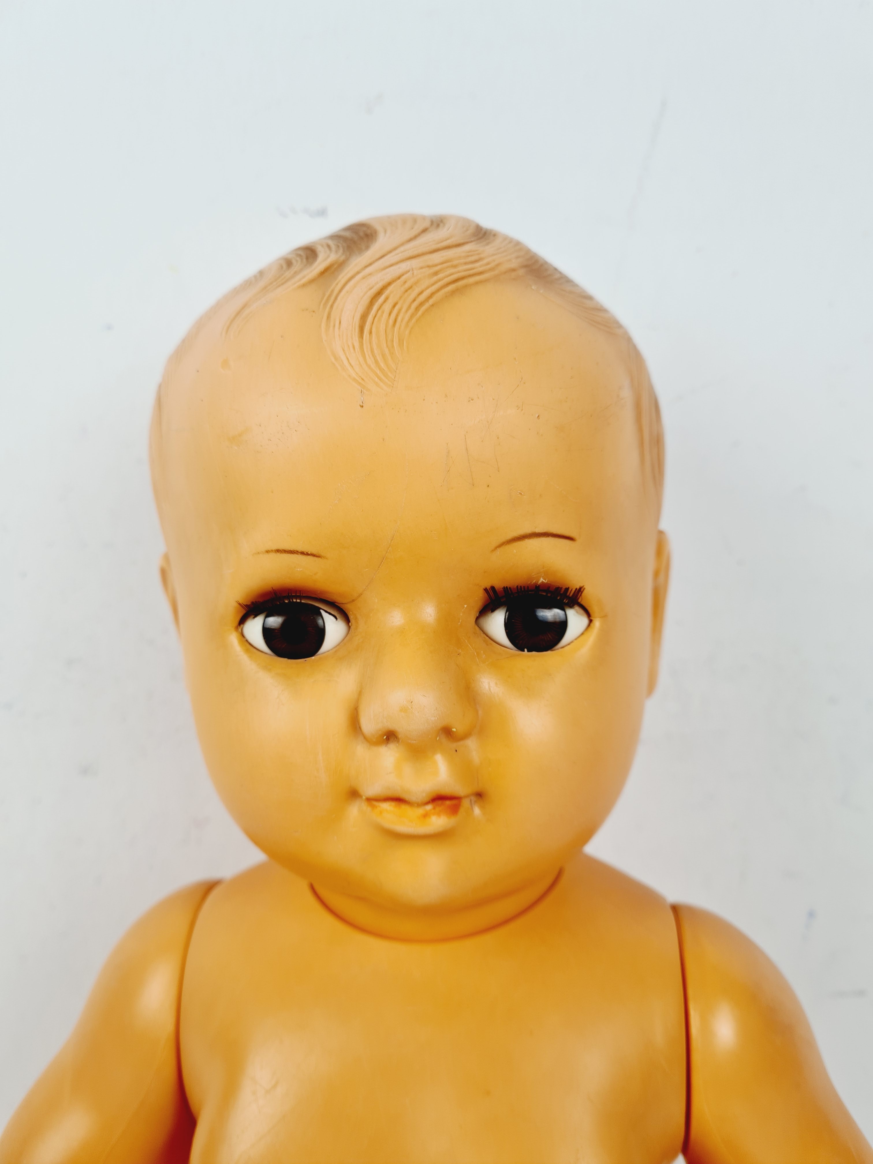 Poupée ancien - Poupée baigneur Petitcollin, membres articulés, yeux dormeurs, marrons - 60 cm - État correct - Photo 2