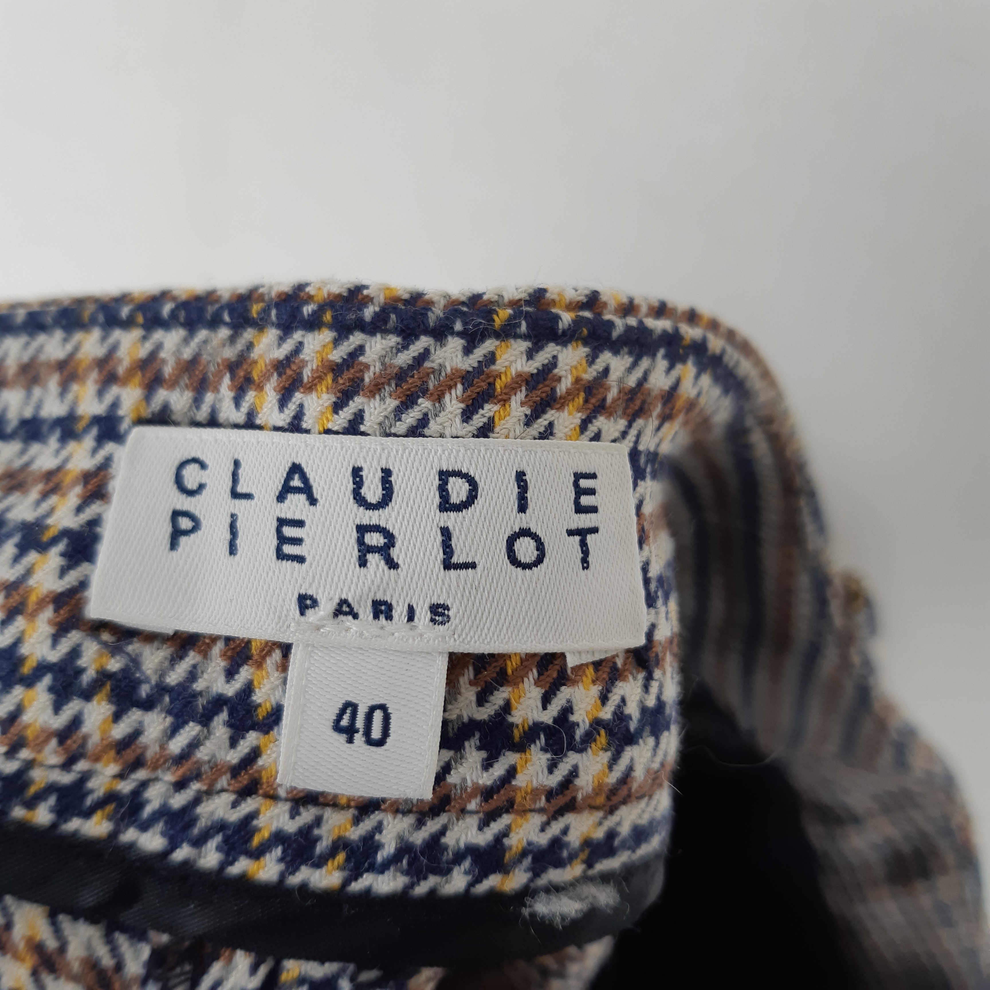 Claudie Pierlot - Pantalon pied-de-poule bleu beige et ocre - Taille 40 mesures 42 cm Longueur= 91 cm Très bon état - Vue 5 - 