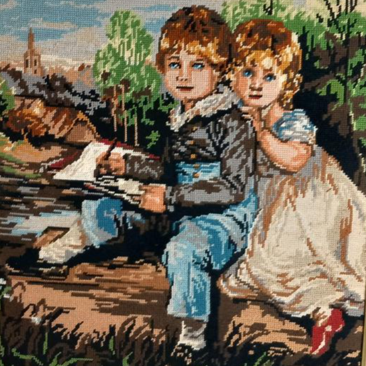 Tableau Canevas Vintage En Tapisserie - Très bon état - Photo 2