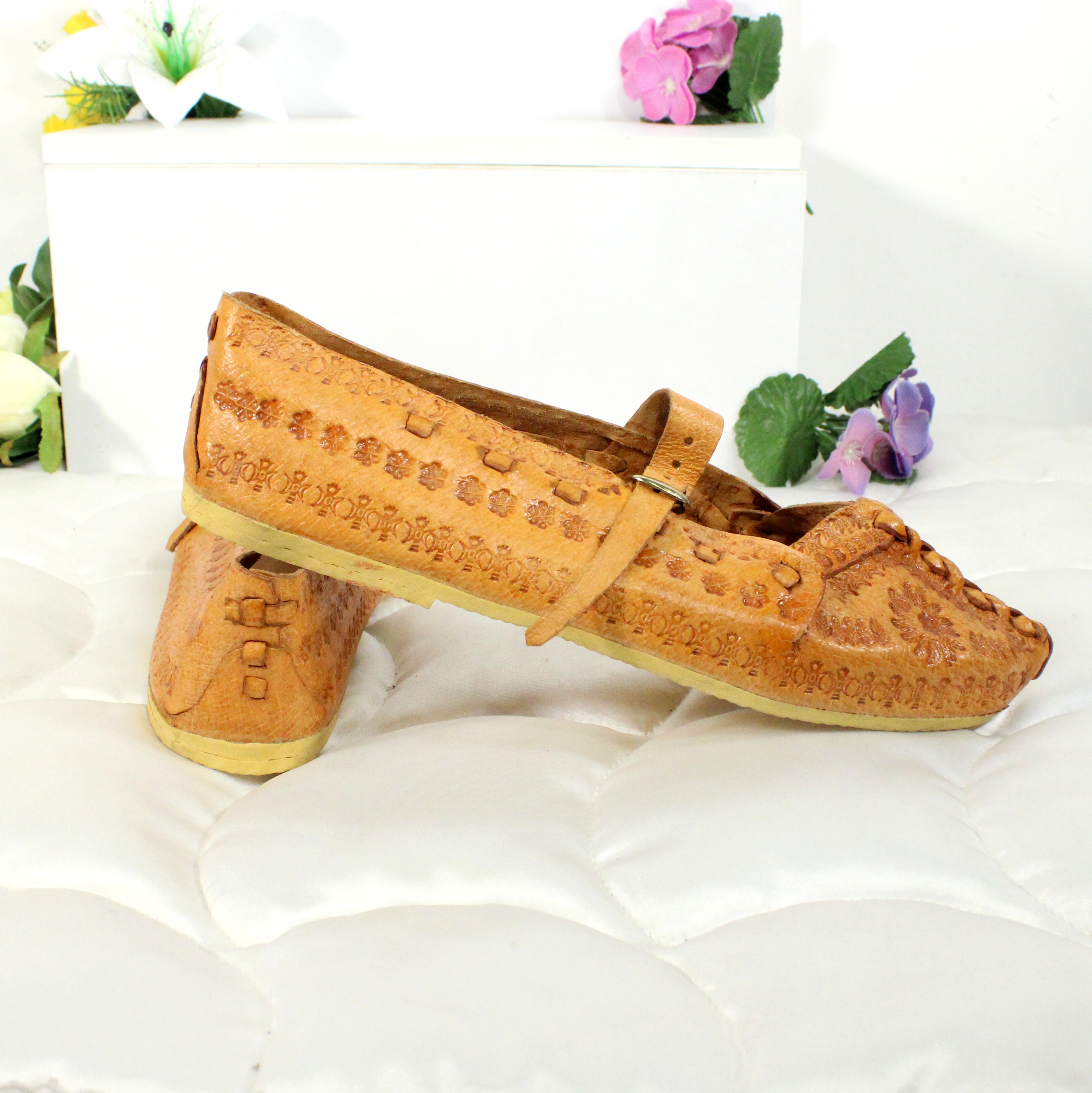 Chaussure Cuir Camel Traditionnelle Taille Estimée 39  - Vue 3 - 