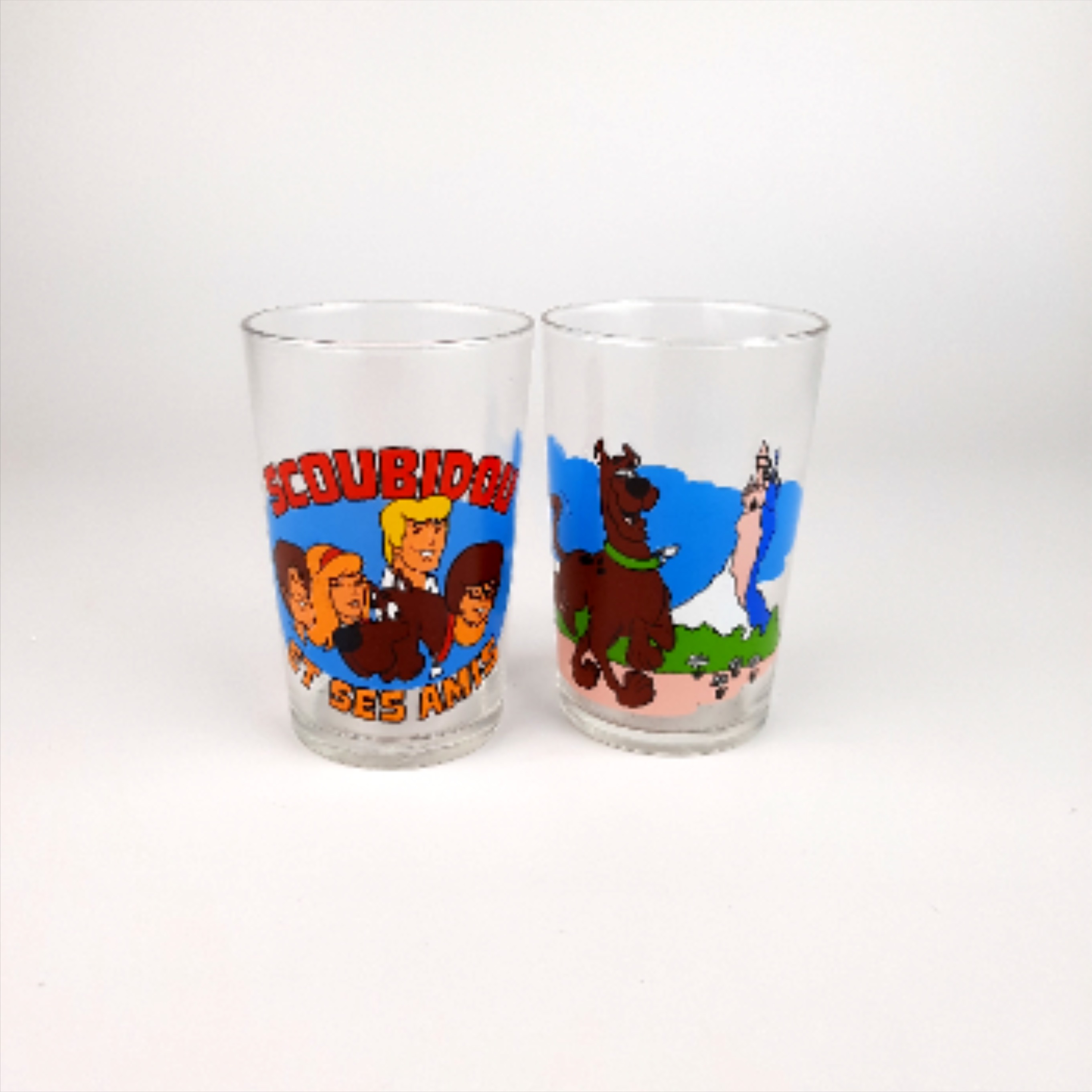 Lot de 6 Verres décorés collection Amora, Simpson, Spirou et Scoubidou - Très bon état - Photo 4