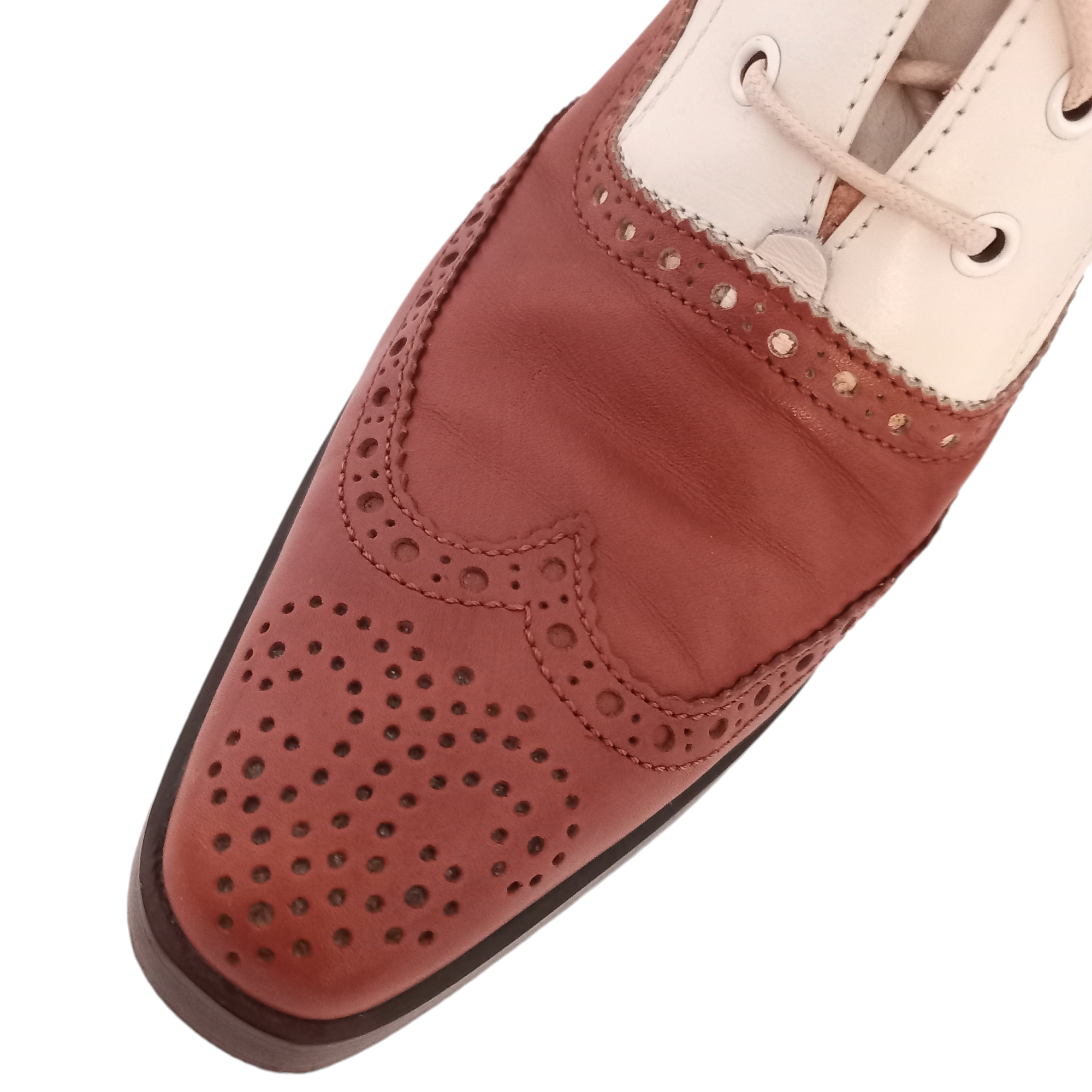 Bottines à talons marrons et écrus- Ralph Lauren- P: 38 - Photo 3