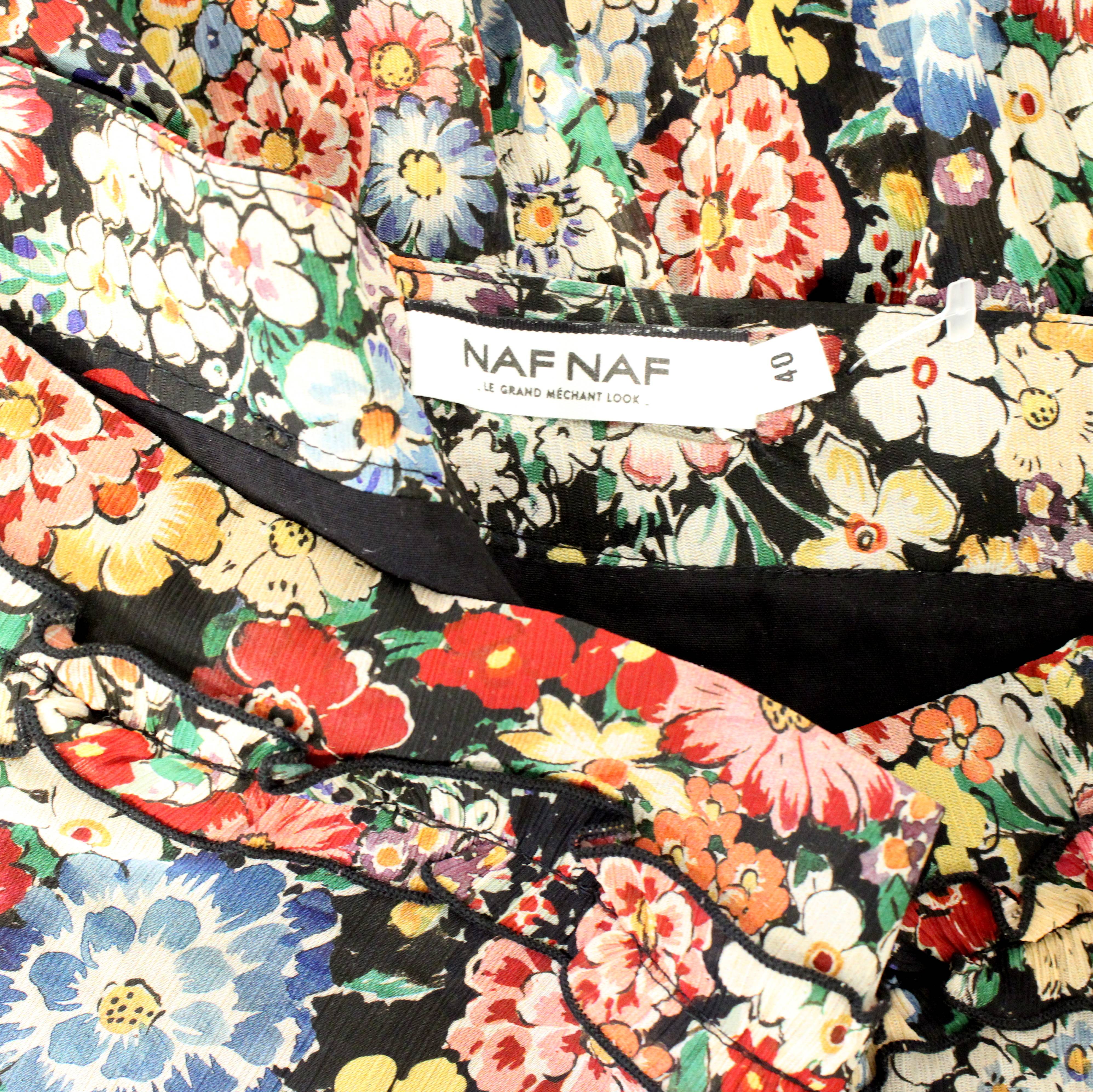 Jupe Noire Fleurie NAF NAF Taille 40 - Photo 4