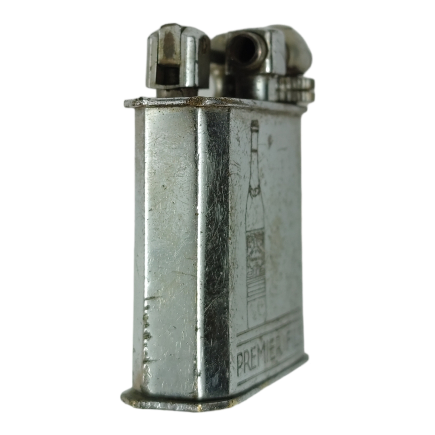 Vieux Briquet à Essence Français - Plaque Taxe Ministère Des Finances Argent - Brocante