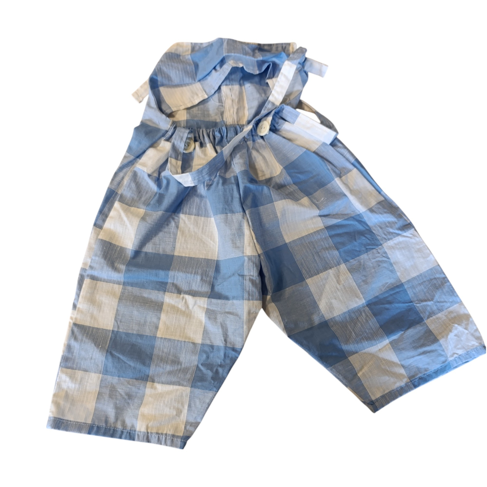 Salopette bleue enfant fabriqué dans notre atelier Acsomur à base de tissu recyclé - Photo 1